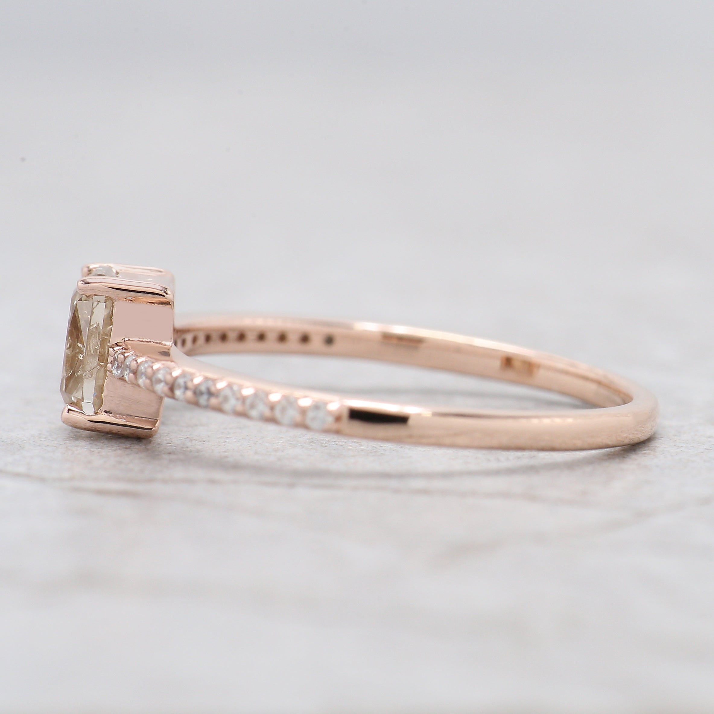 Cushion Shape Brown Color Diamond Ring 0.71 Ct 5.40 MM Cushion Diamond Ring 14K Solid Rose Gold Silver Engagement Ring Gift For Her QN7465