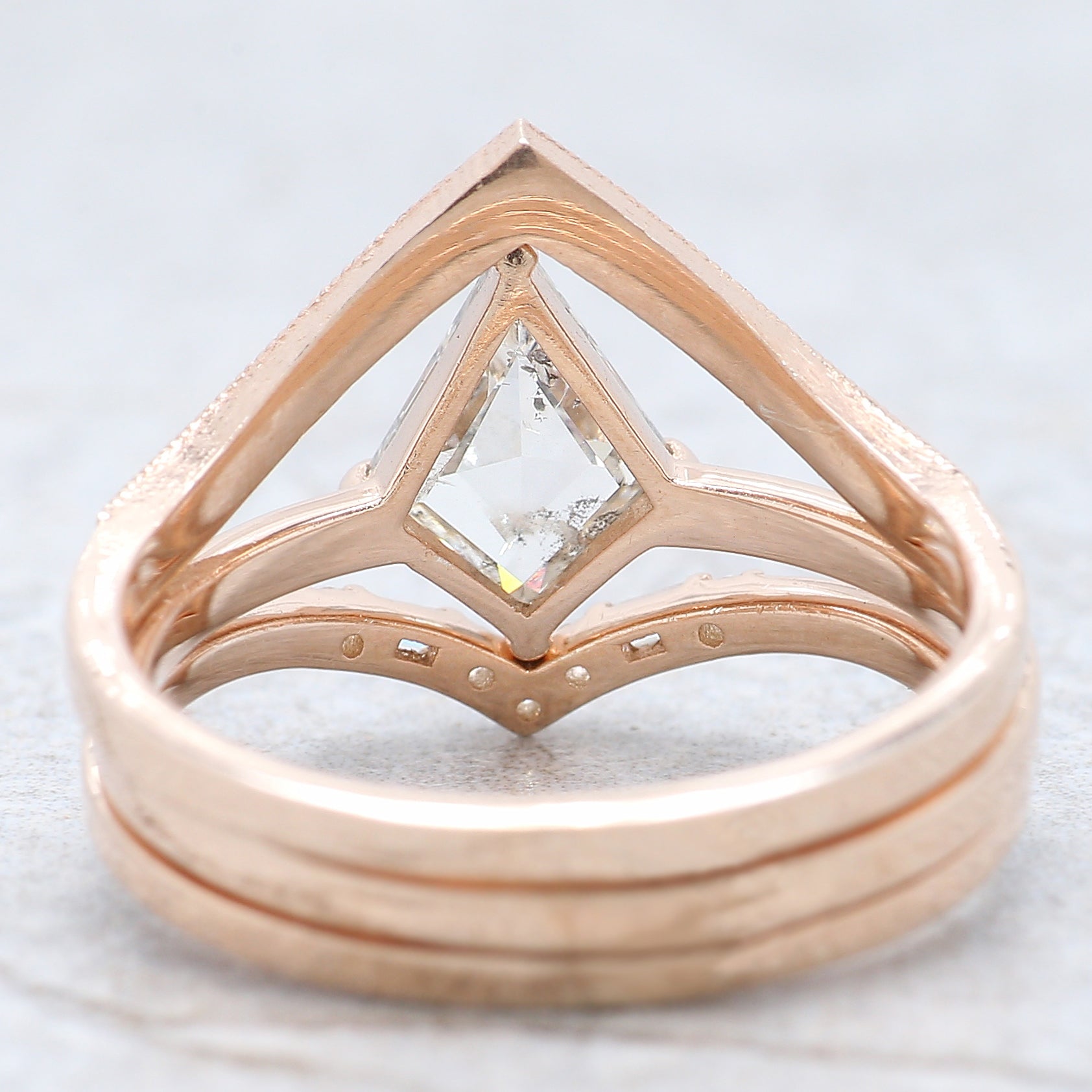 Kite Cut Salt And Pepper Diamond Ring 0.77 Ct 8.78 MM Kite Diamond Ring 14K Solid Rose Gold Silver Kite Engagement Ring Gift For Her QL2681