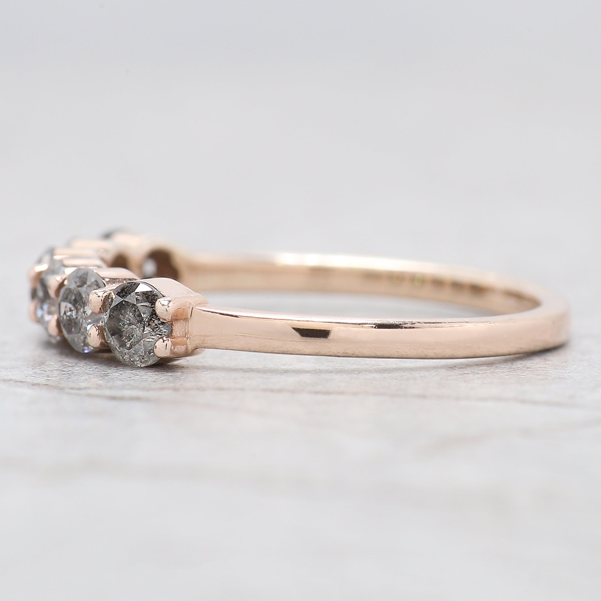Round Cut Salt And Pepper Diamond Ring 0.81 Ct 3.20 MM Round Diamond Ring 14K Solid Rose Gold Silver Engagement Ring Gift For Her QL1395