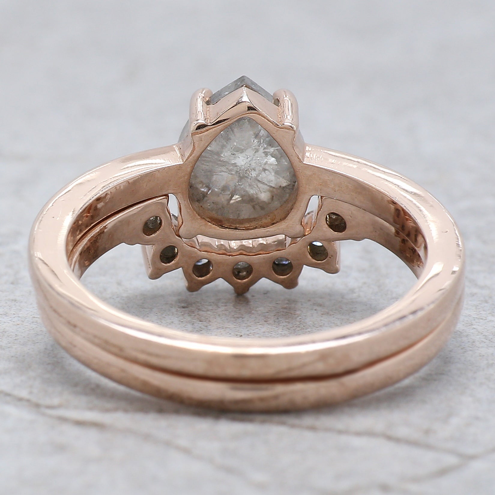 Pear Cut Salt And Pepper Diamond Ring 1.36 Ct 8.05 MM Pear Diamond Ring 14K Solid Rose Gold Silver Pear Engagement Ring Gift For Her QN9219