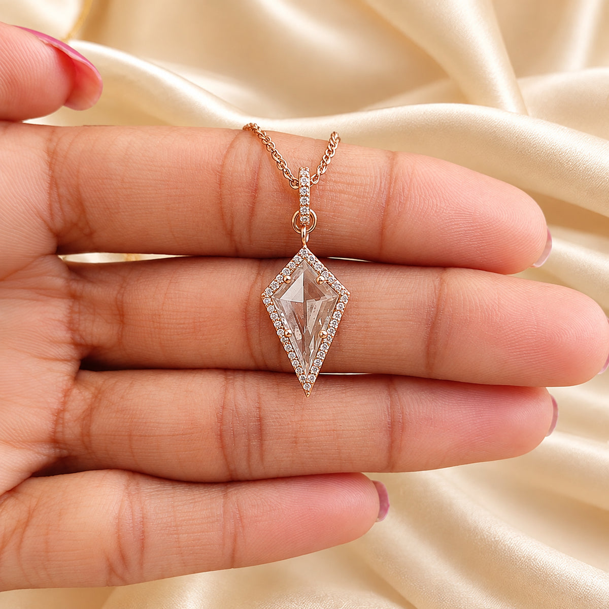 Kite Lab Grown Necklace, 14K Gold Salt And Pepper Diamond Pendant, Dainty Kite Necklace, Elegant Pendant Jewelry Bridal Gift for Her KDL3579