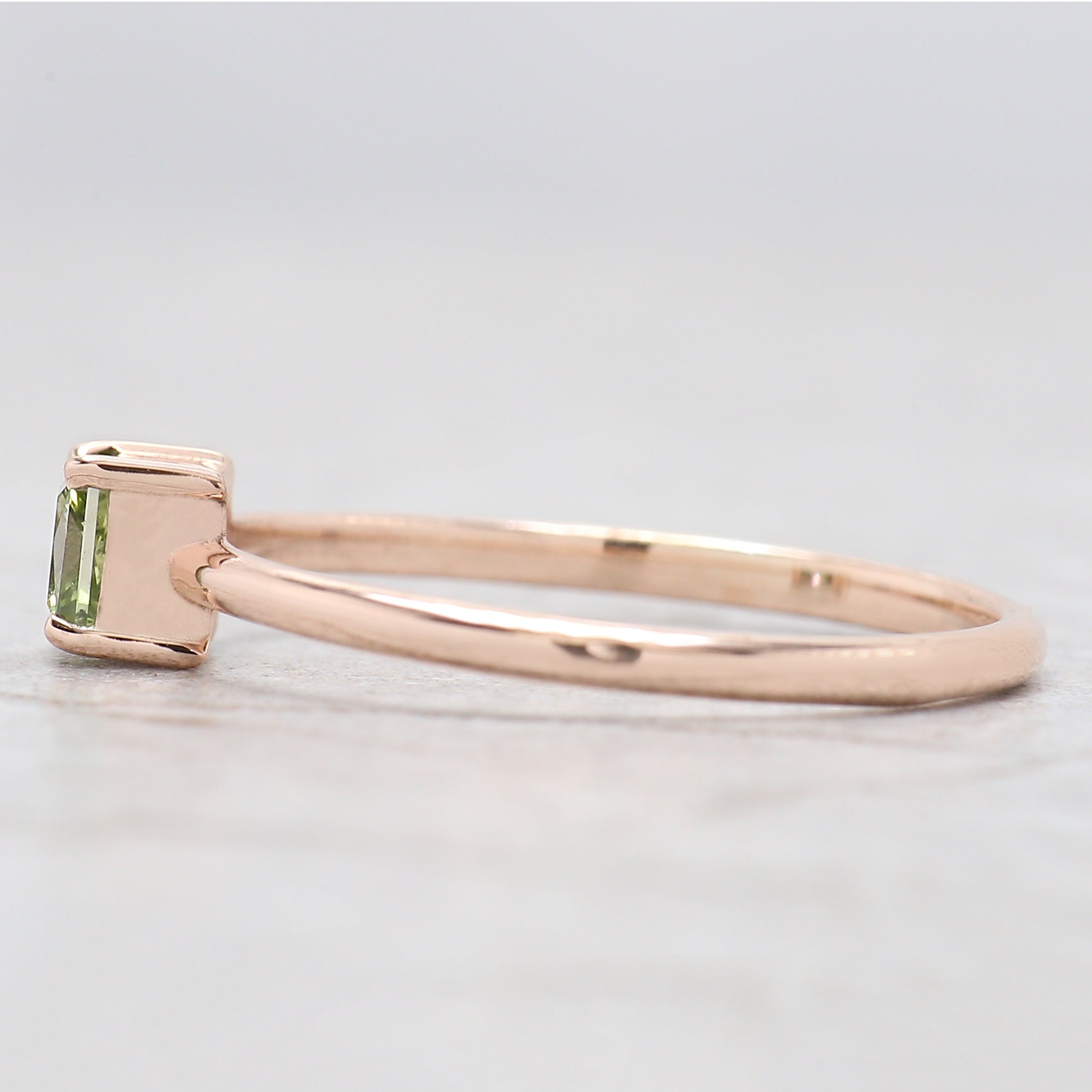 Princess Cut Green Color Diamond Ring 0.44 Ct 3.85 MM Princess Diamond Ring 14K Rose Gold Silver Engagement Ring Gift For Her QN1158