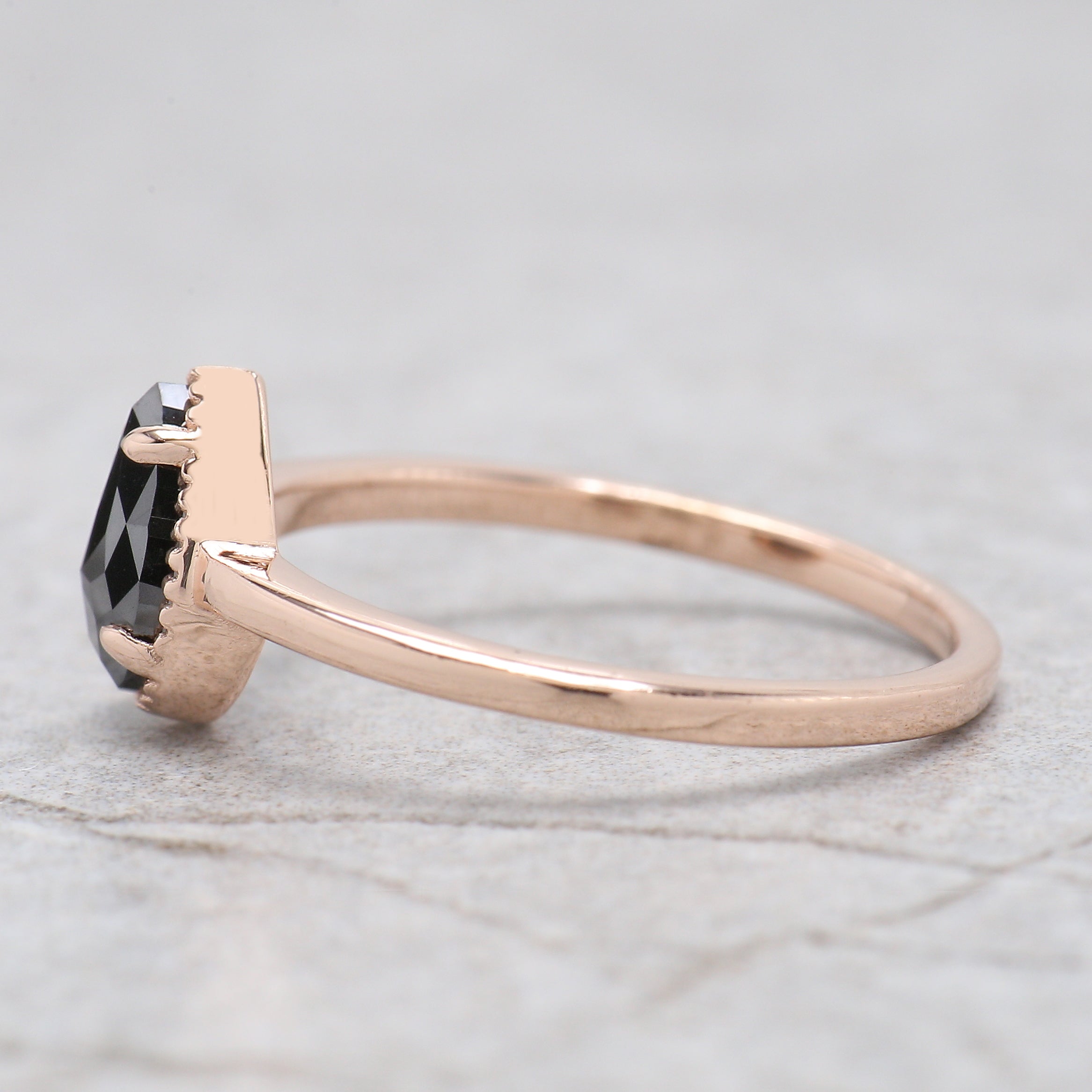 Pear Cut Black Color Diamond Ring 0.61 Ct 7.37 MM Pear Shape Diamond Ring 14K Solid Rose Gold Silver Pear Engagement Ring Gift For Her QN2270