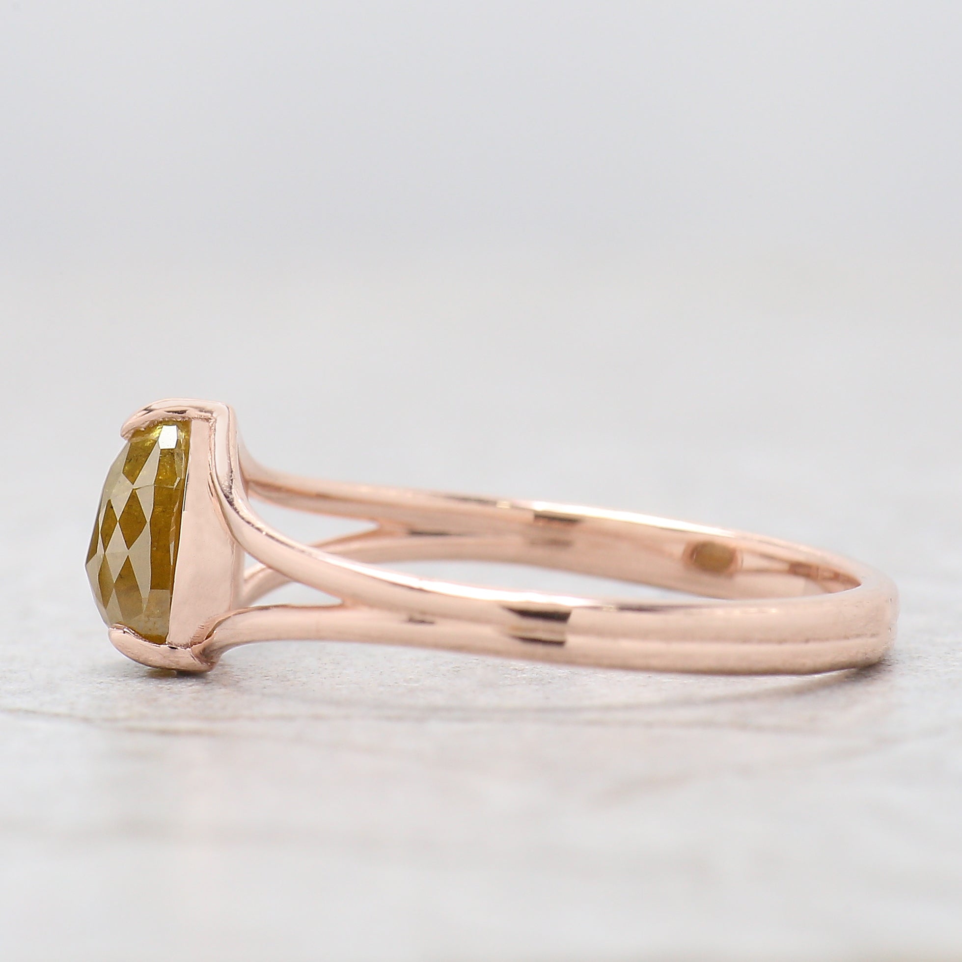 Pear Cut Yellow Color Diamond Ring 0.93 Ct 6.76 MM Pear Diamond Ring 14K Solid Rose Gold Silver Pear Engagement Ring Gift For Her QK2680