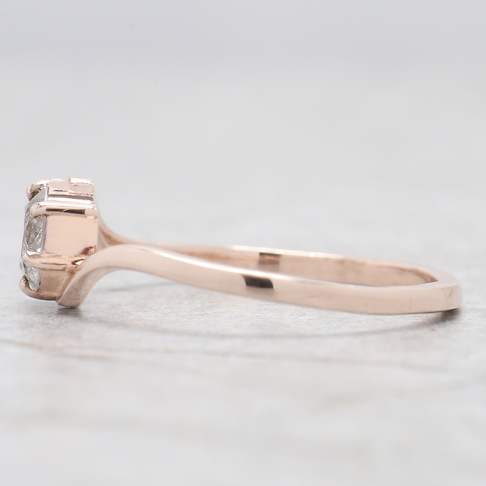 Round Cut Salt And Pepper Diamond Ring 0.47 Ct 4.95 MM Round Shape Diamond Ring 14K Solid Rose Gold Silver Engagement Ring Gift For Her QL346