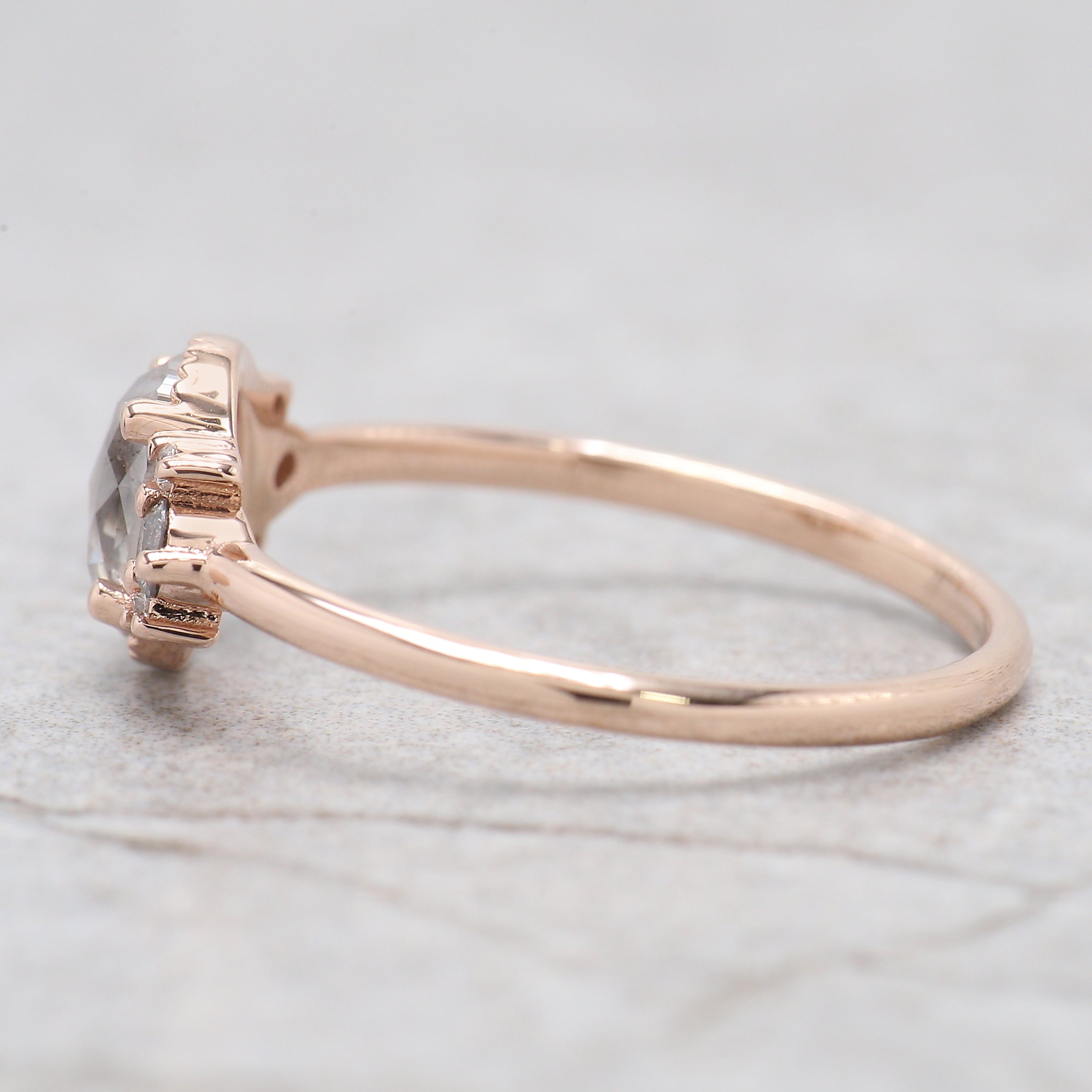 Oval Cut Salt And Pepper Diamond Ring 0.68 Ct 6.27 MM Oval Diamond Ring 14K Solid Rose Gold Silver Oval Engagement Ring Gift For Her QN2185