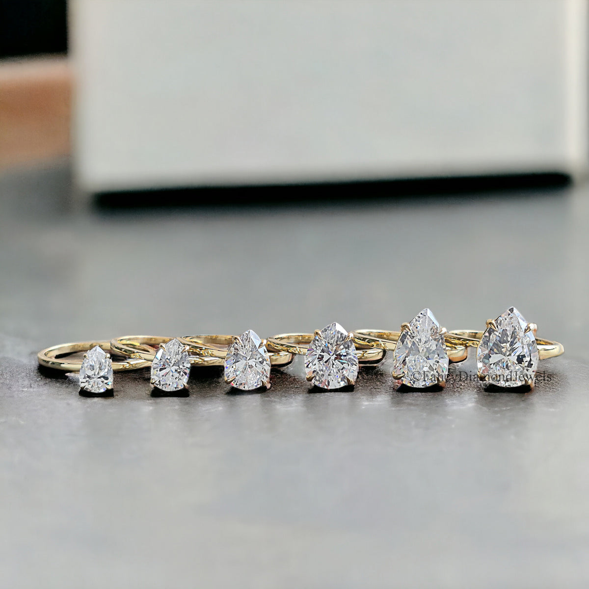 Pear Engagement Ring Lab Created Simulant Solitaire Silver Teardrop Diamond Travel Promise Moissanite Style Wedding Anniversary Gift FD186