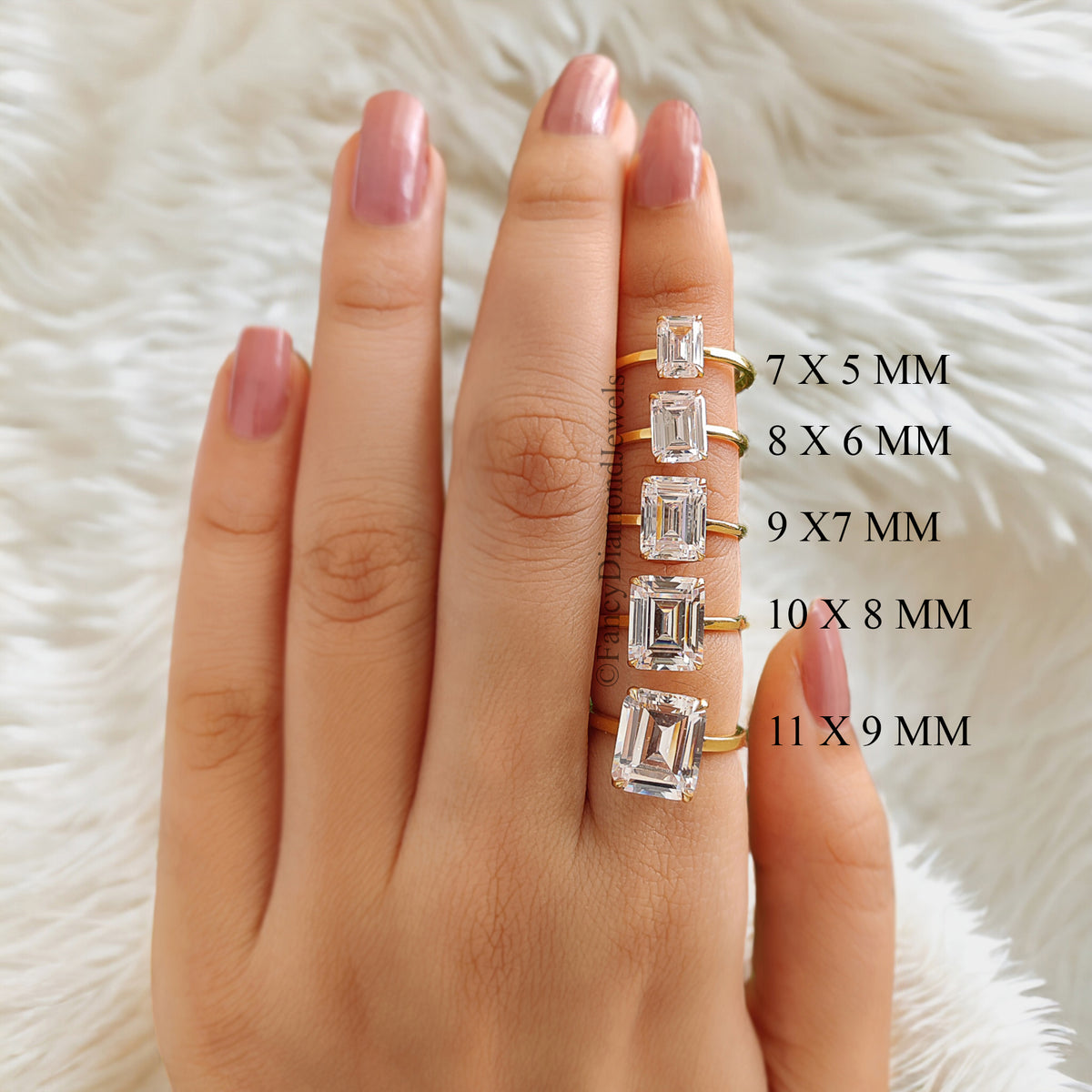 Emerald Cut Engagement Ring CZ Solitaire 925 Silver Diamond Simulant Travel Promise Moissanite Style Wedding Bridal Anniversary Gift FD199