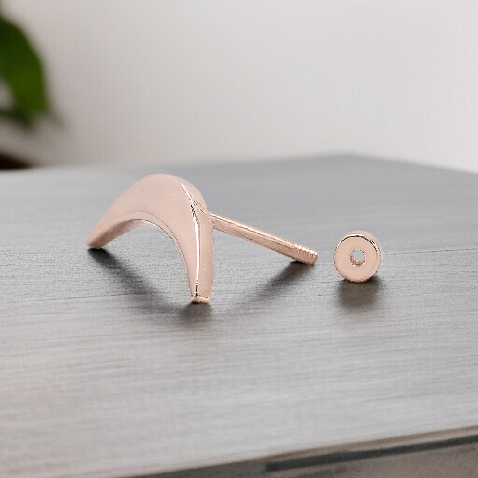 Cartilage Earring Crescent Moon Helix Earring Silver Minimalist Stud Piercing Dainty Jewelry Ear Cuff Earring Rose Gold Ear Cuff FD328