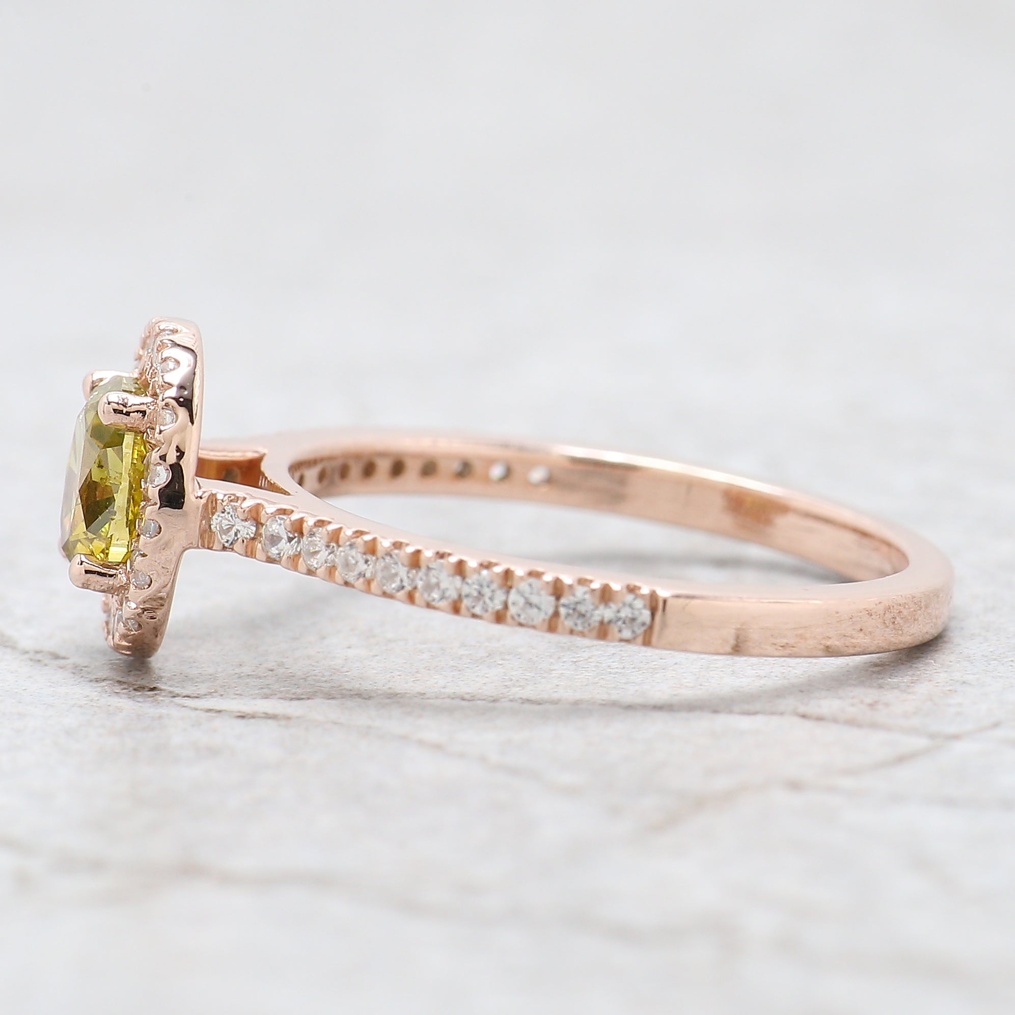 Oval Cut Yellow Color Diamond Ring 0.73 Ct 5.70 MM Oval Shape Diamond Ring 14K Solid Rose Gold Silver Engagement Ring Gift For Her QL6455