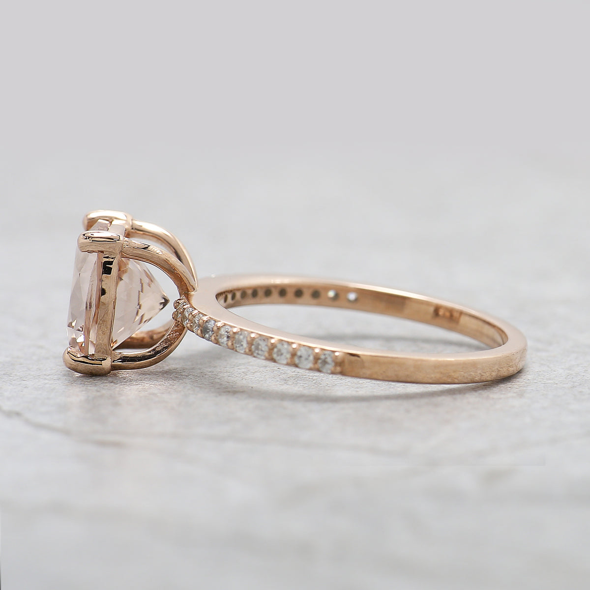 2.13 CT Cushion Cut Natural Morganite Engagement Ring Rose Gold Ring Cushion Shape Wedding Ring Unique Vintage Ring Gift For Her FD611