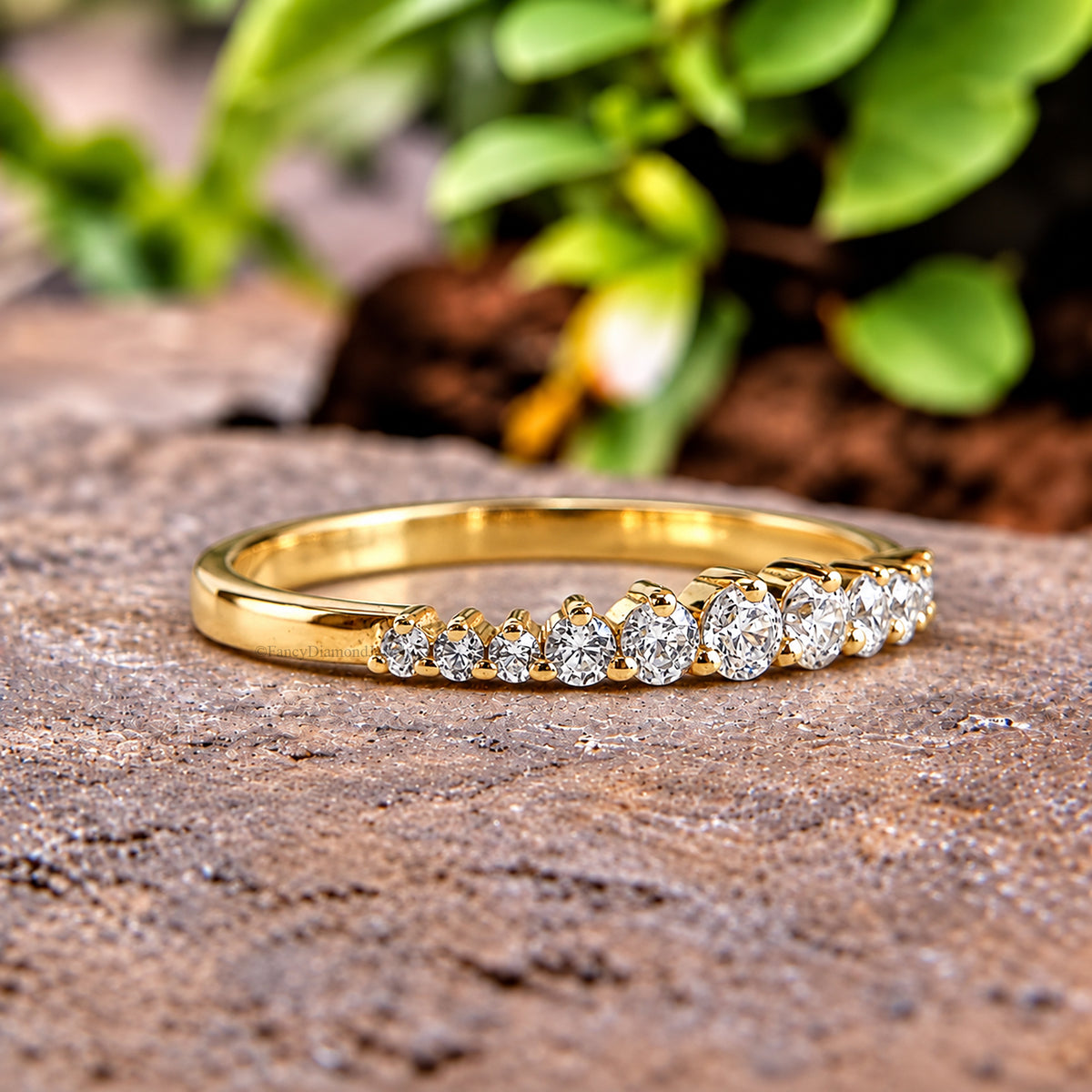 Dainty Solid Gold Moissanite Stacking Band, 10K Gold Stackable Promise Ring, Minimalist Statement Ring, Anniversary Gift for Her FD608