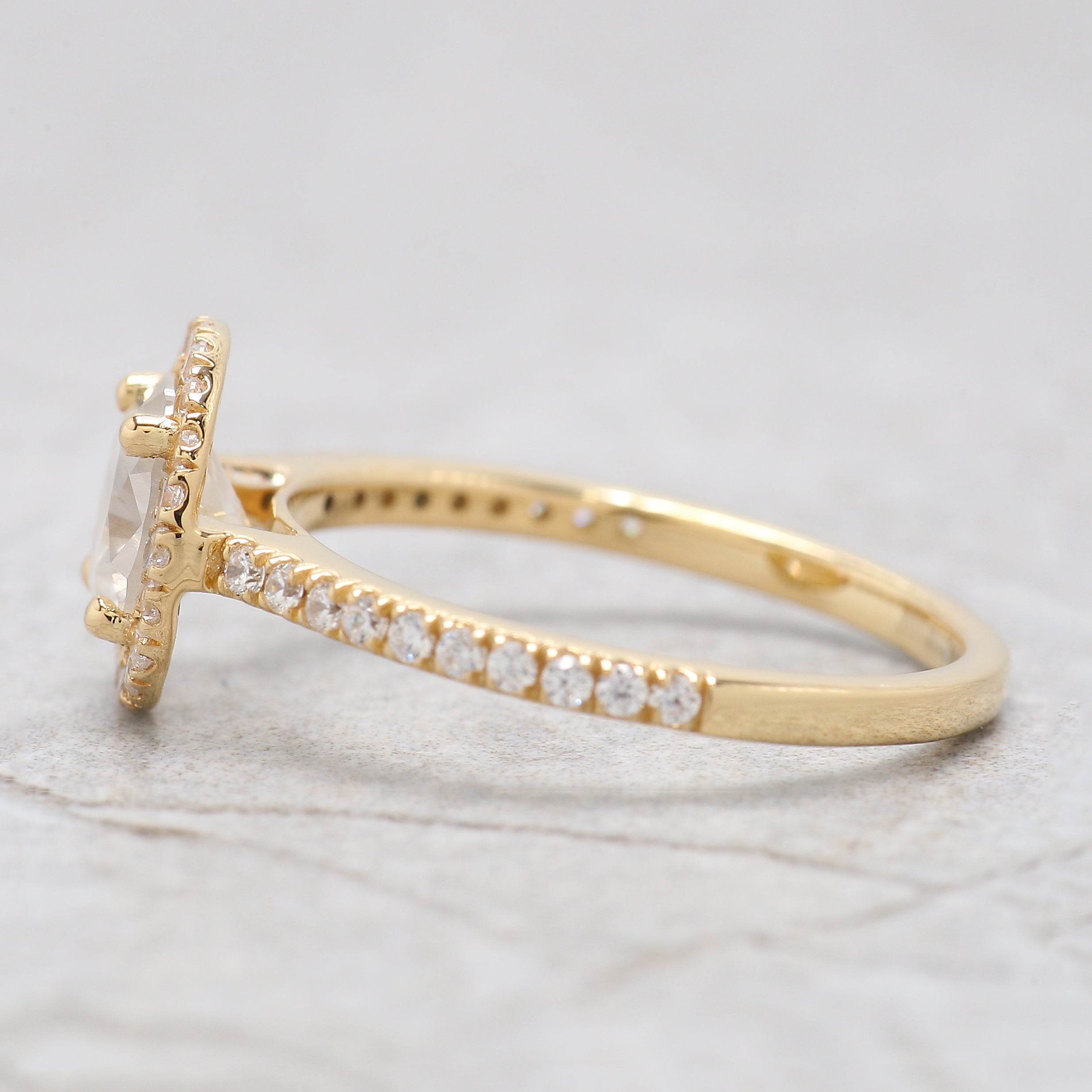 Round Cut Salt And Pepper Diamond Ring 1.02 Ct 6.61 MM Round Diamond Ring 14K Solid Yellow Gold Silver Engagement Ring Gift For Her QL2516