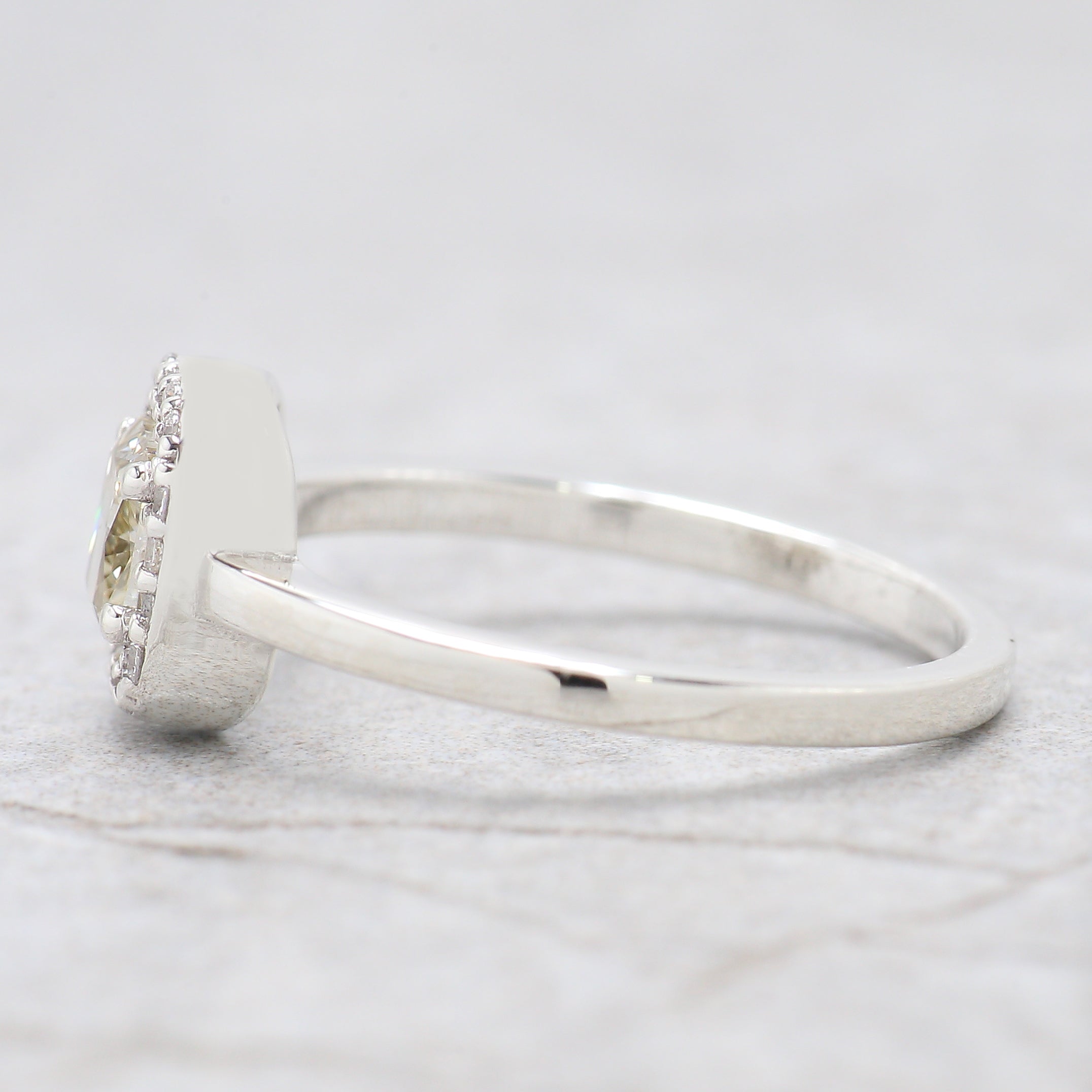 Cushion Cut Yellow Color Diamond Ring 0.60 Ct 4.70 MM Cushion Diamond Ring 14K Solid White Gold Silver Engagement Ring Gift For Her QN9833