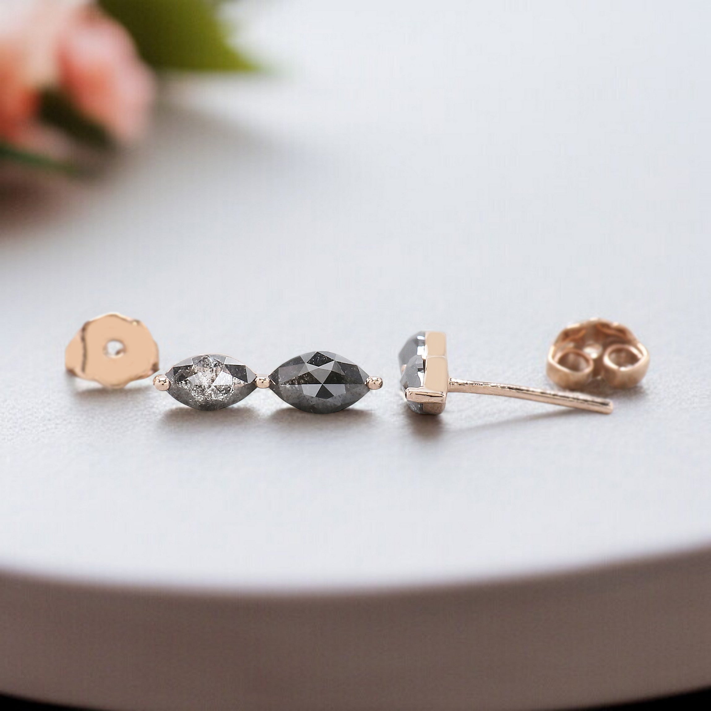 Marquise Shape Salt And Pepper Diamond Earring Marquise Earring Prong Set Earring Engagement Earring Earlobe Earrings Gift For Her KDL1316