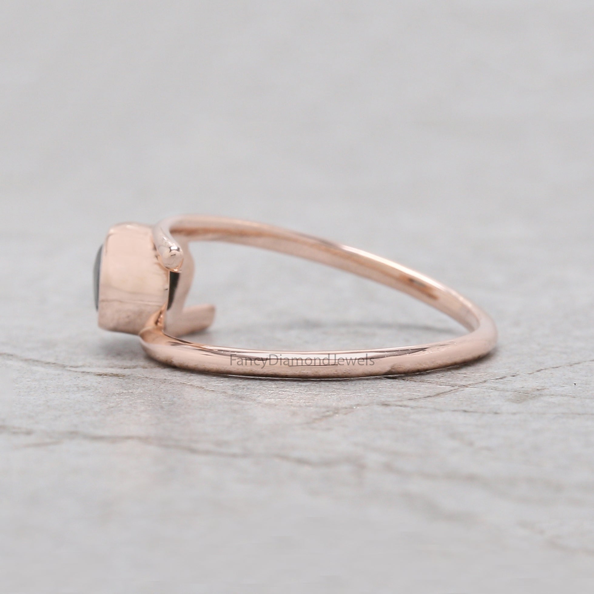 Rough Blue Color Diamond Ring 0.98 Ct 5.75 MM Crystal Rough Diamond Ring 14K Solid Rose Gold Silver Engagement Ring Gift For Her QLB2326