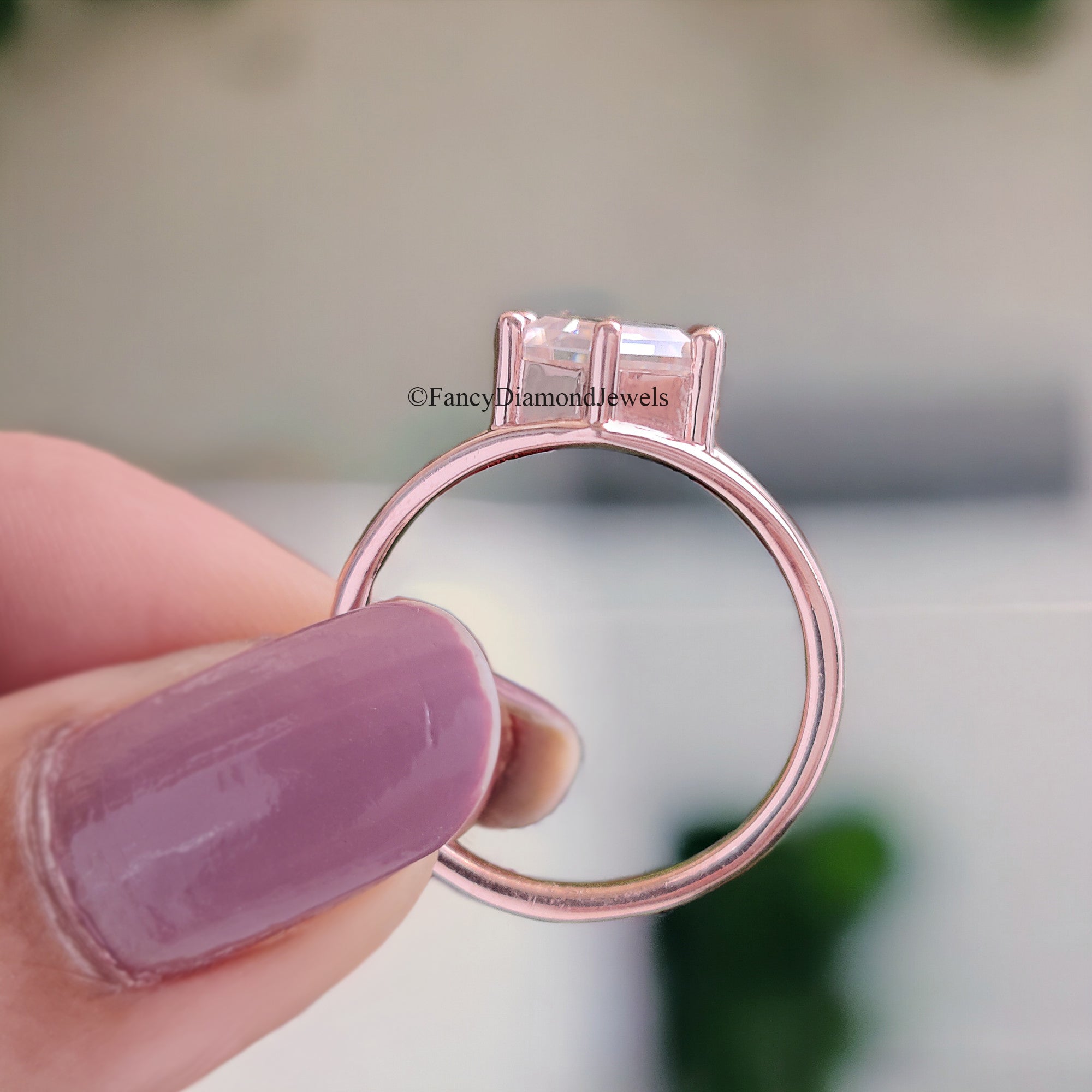 1.65 CT Hexagon Step Cut Colorless Moissanite Engagement Ring Six Round Prongs Solid Gold Wedding Ring Vintage Style Solitaire Ring FD91