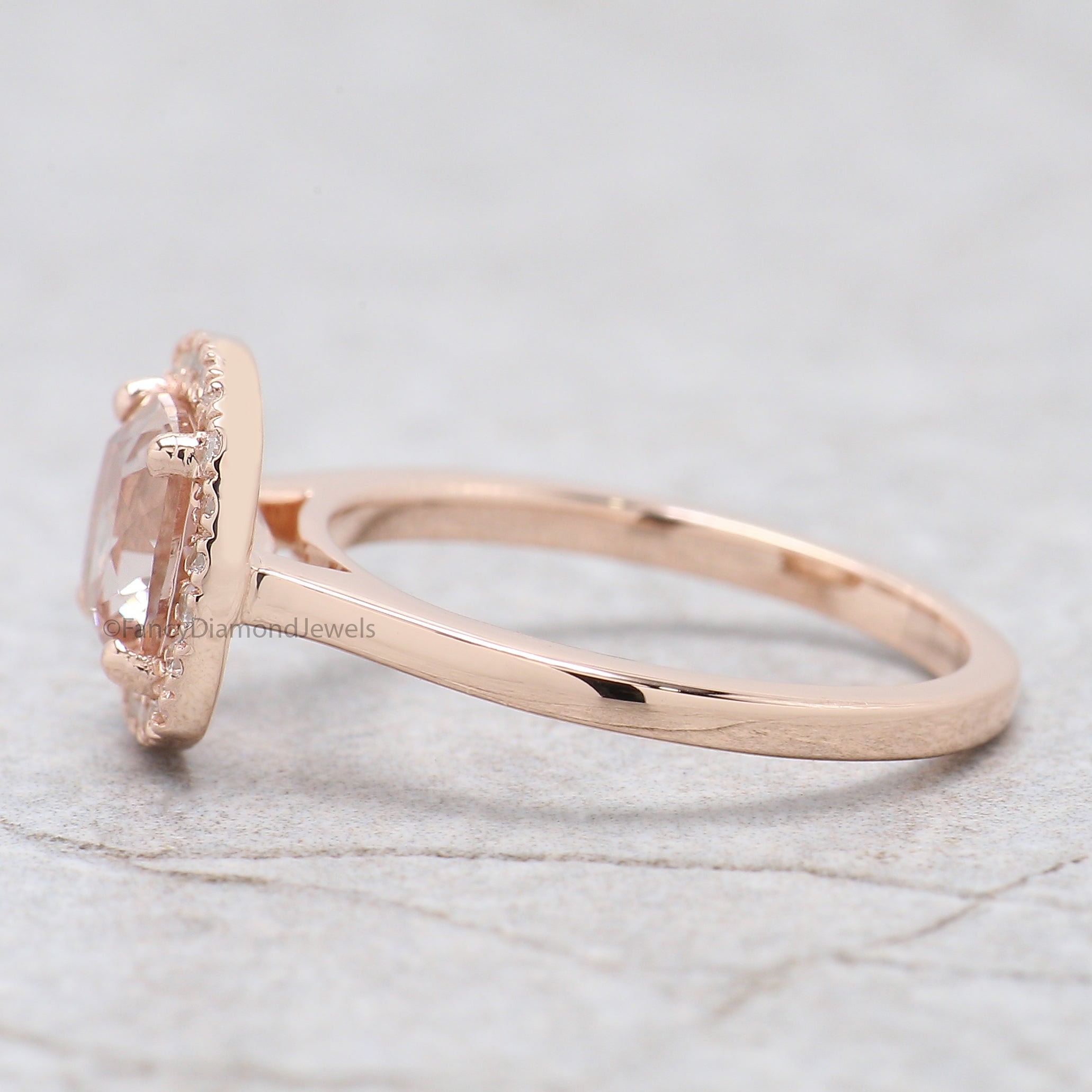 1.40 CT Cushion Cut Natural Morganite Engagement Ring Rose Gold Ring Cushion Wedding Ring Unique Vintage Halo Ring Gift For Her FD421