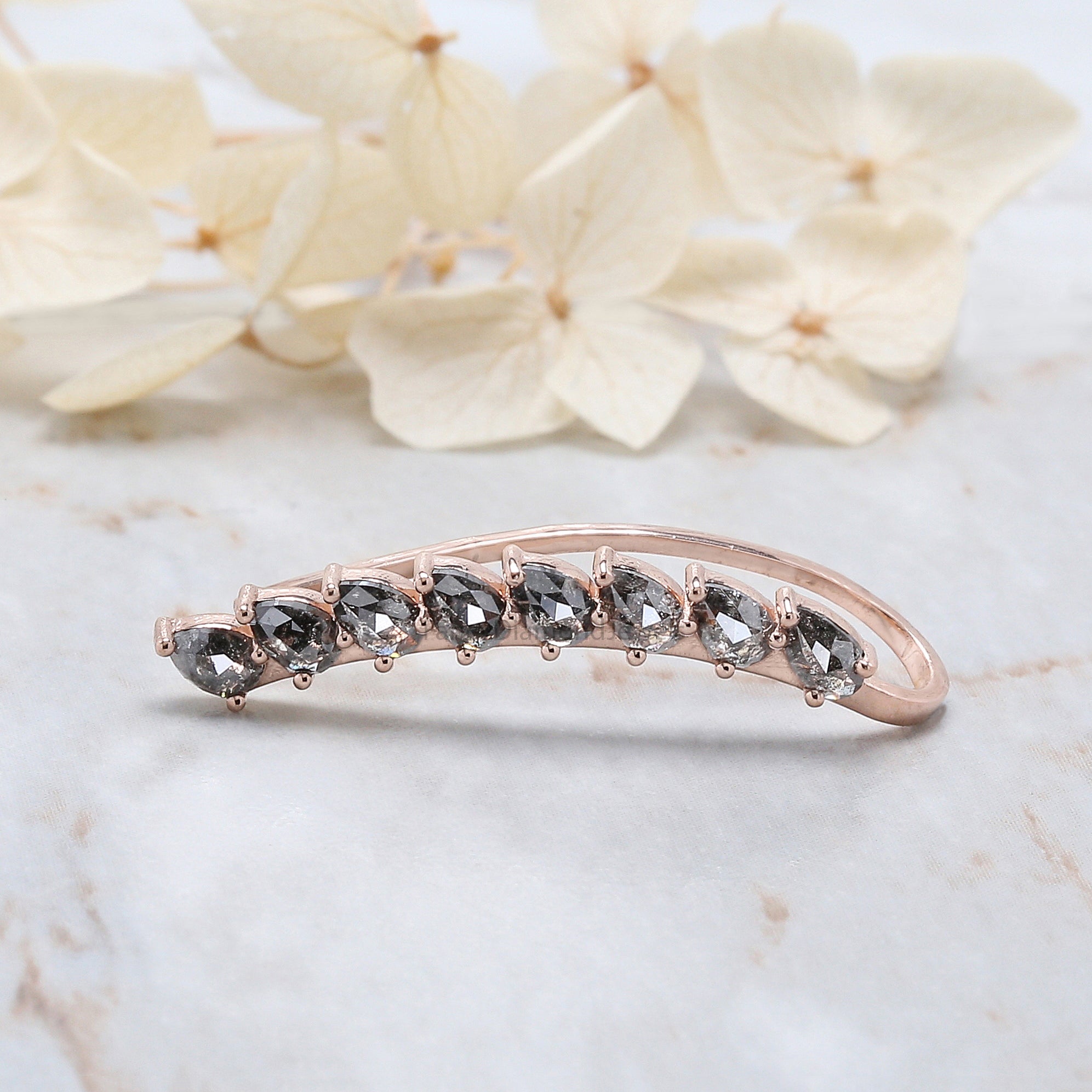 Ear Cuff Earrings, Ear Wraps, Earring Cuffs, Pear Diamond Ear Cuff, No Piercing Ear Cuff, 14K Gold Diamond Ear Cuff, Gold Ear Wrap KDK2404