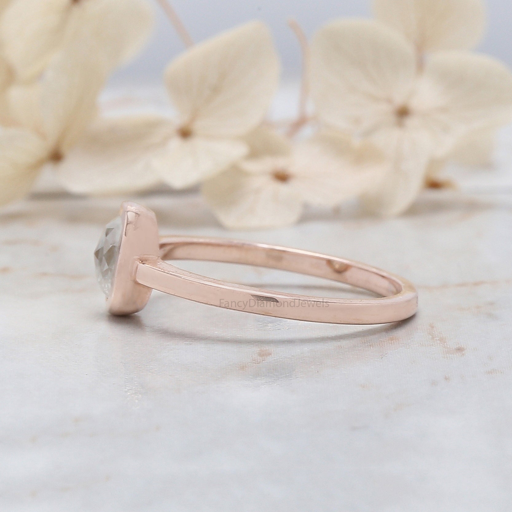 Cushion Cut Grey Color Diamond Ring 0.94 Ct 5.90 MM Cushion Diamond Ring 14K Solid Rose Gold Silver Engagement Ring Gift For Her QL5089