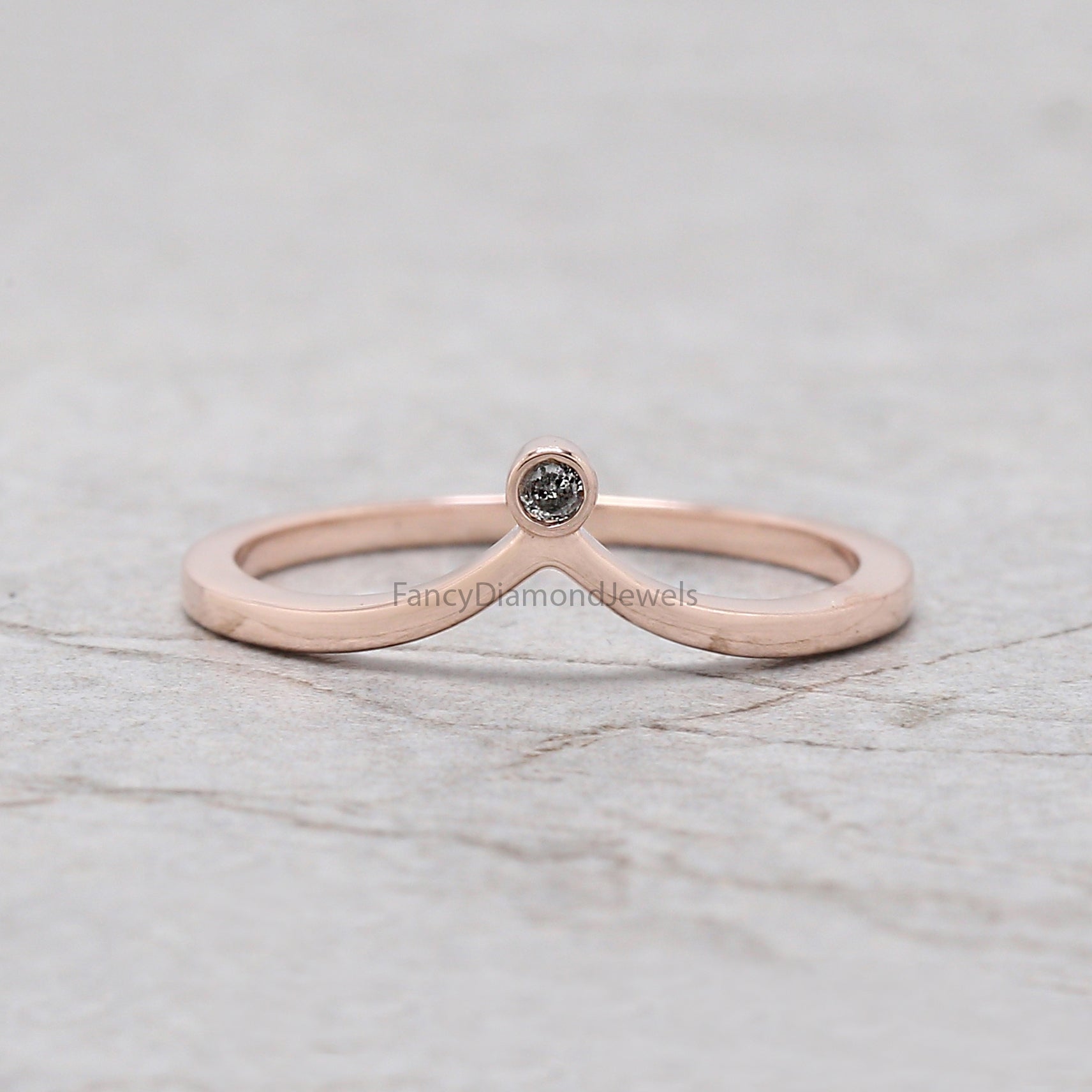 Hexagon salt and pepper Diamond Ring, Salt and pepper Hexagon Diamond Engagement Ring, Hexagon Diamond Ring, Hexagon Bridal Ring Set, KD1143