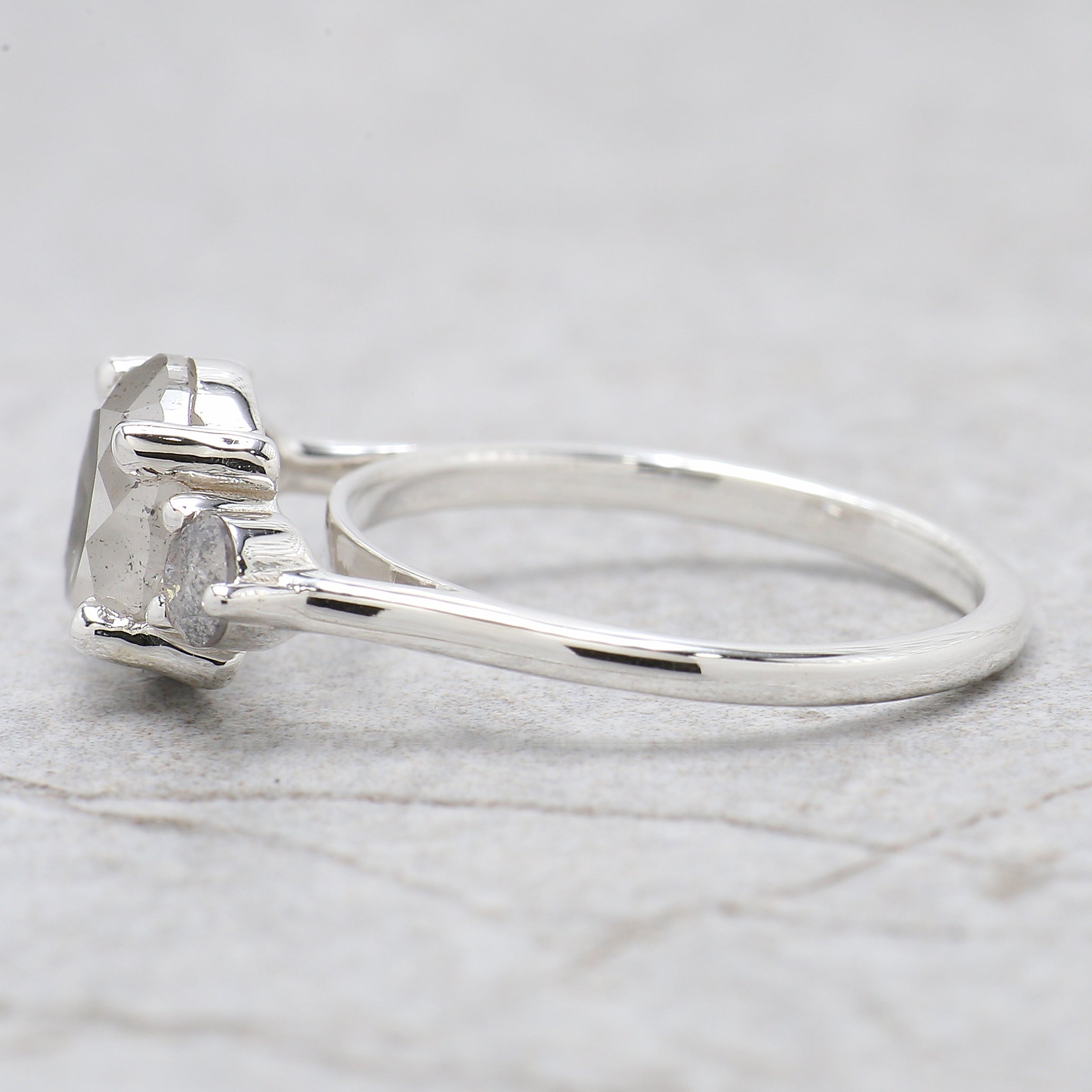 Round Cut Salt And Pepper Diamond Ring 2.56 Ct 8.21 MM Round Diamond Ring 14K Solid White Gold Silver Engagement Ring Gift For Her QL2517