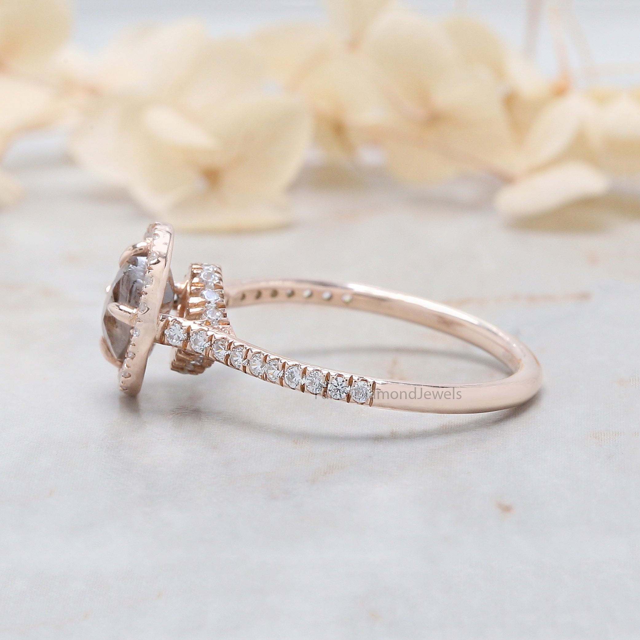 Rough Brown Color Diamond Ring 1.15 Ct 6.40 MM Uncut Rough Diamond Ring 14K Solid Rose Gold Silver Engagement Ring Gift For Her QN2526