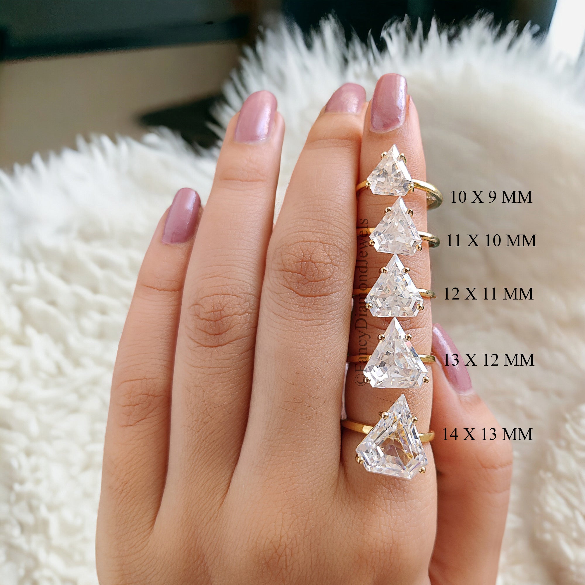 Shield Shape engagement ring 14mm 13mm 12mm 11mm 10mm stone ring Silver ring Diamond ring Simulant ring Solitaire ring Gift for her FD258