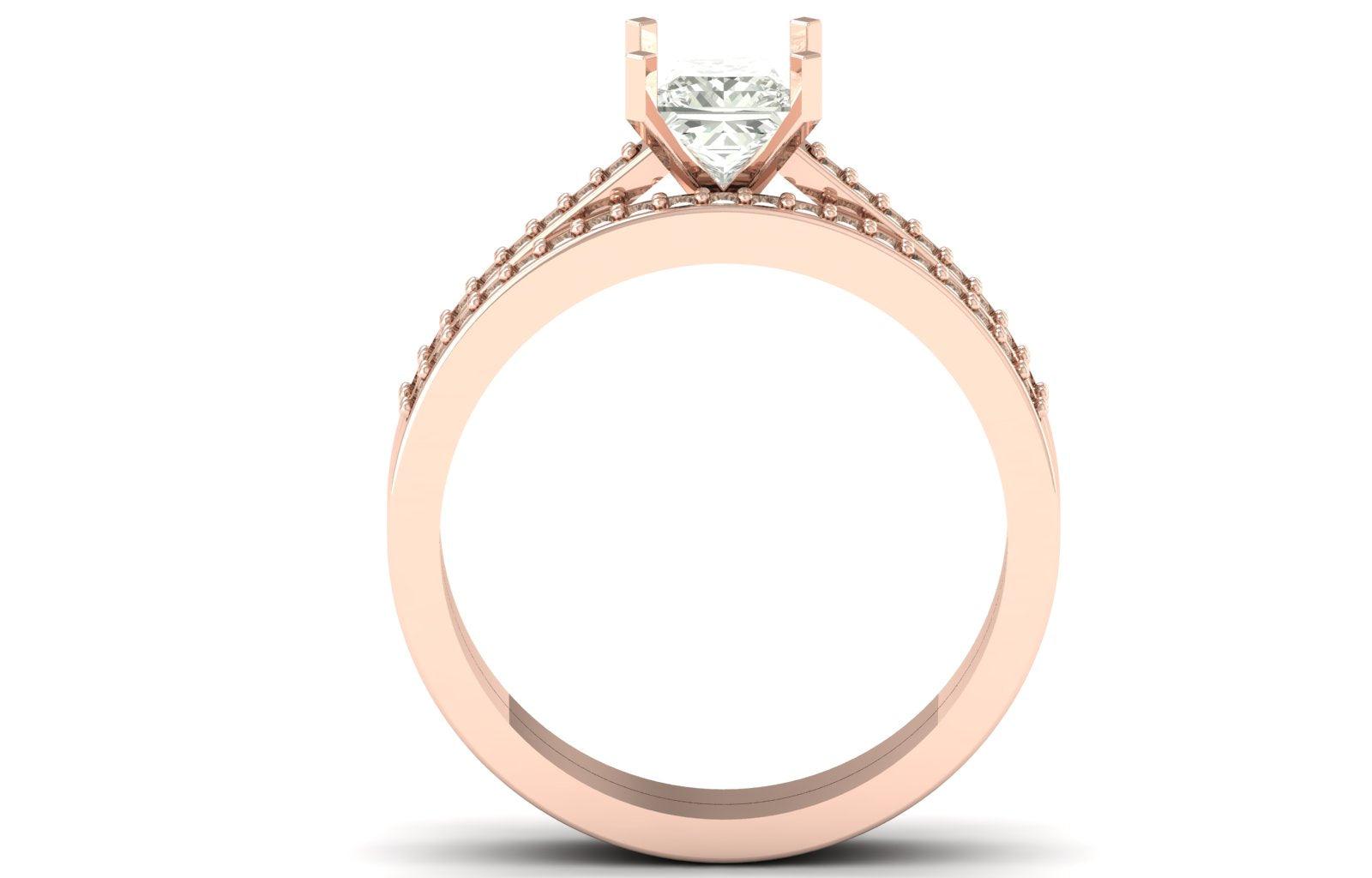 0.95 TW Unique Princess Cut Lab Grown Diamond Ring Prong Set Engagement Ring Wedding Ring Set PR614