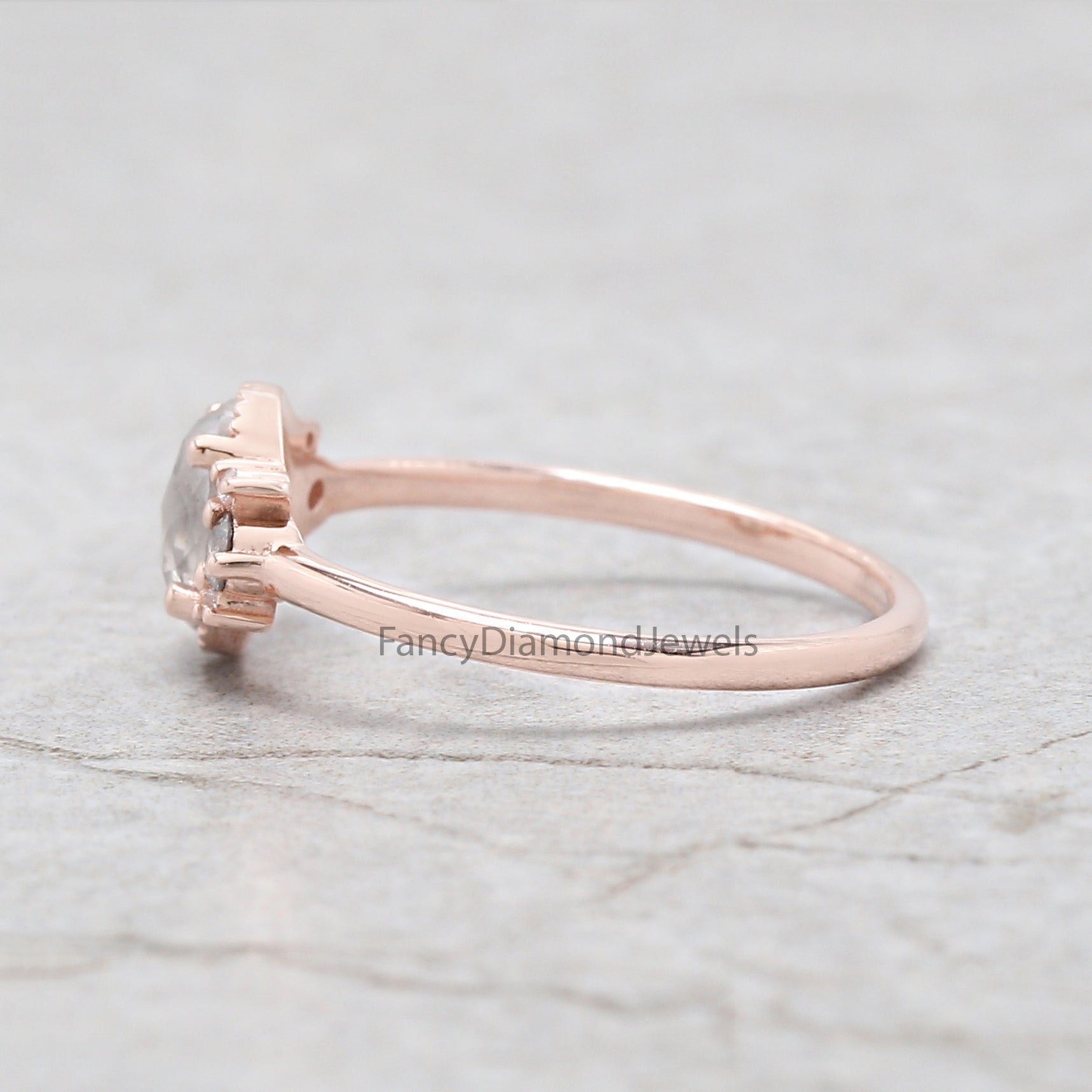 Oval Cut Salt And Pepper Diamond Ring 0.68 Ct 6.27 MM Oval Diamond Ring 14K Solid Rose Gold Silver Oval Engagement Ring Gift For Her QN2185
