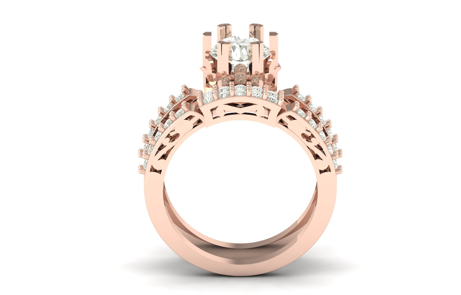 1.84 TW Square Prong Setting Round Cut Lab Grown Diamond Ring Solitaire Ring Stylish Band Wedding Ring Engagement Ring PR604
