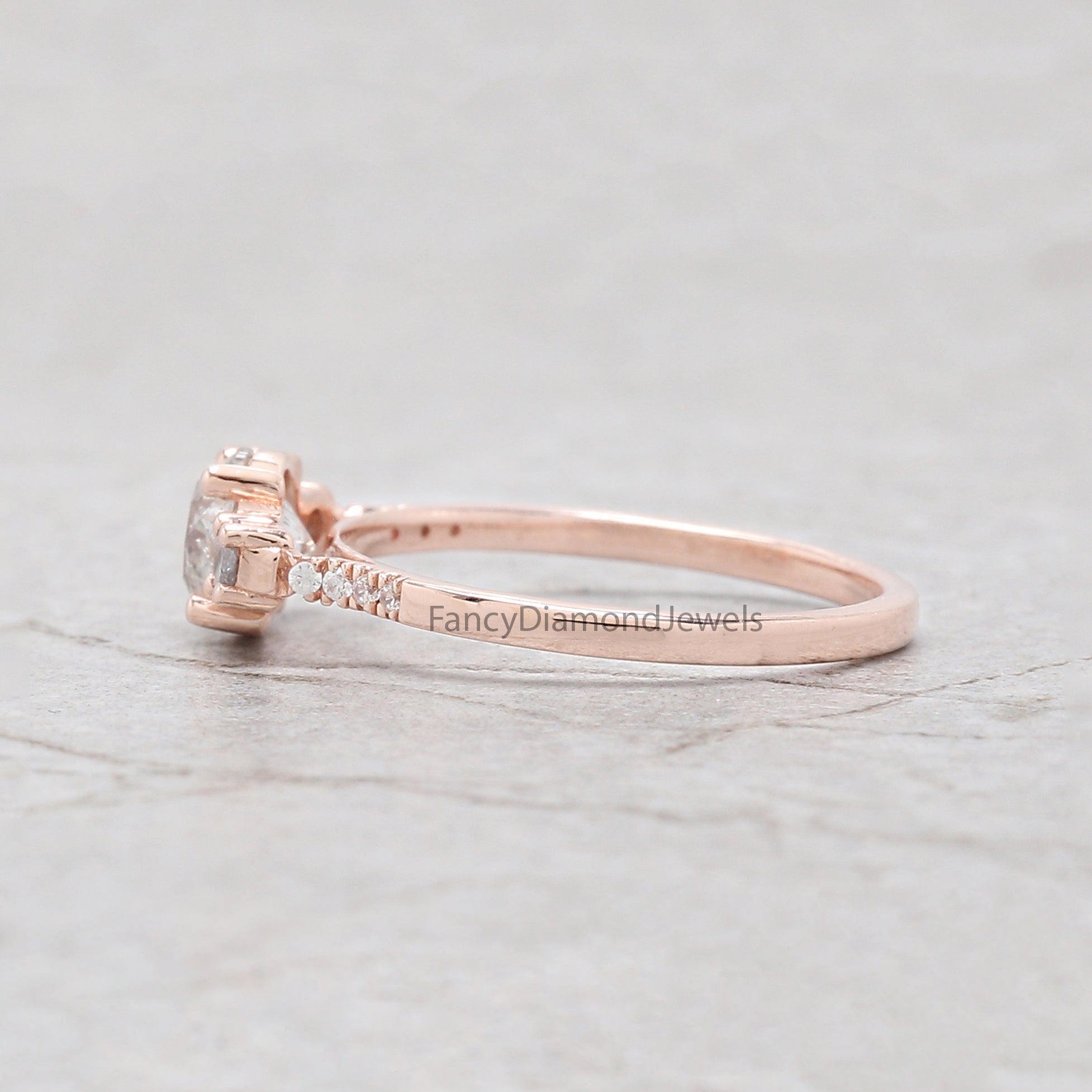 Round Cut Salt And Pepper Diamond Ring 0.83 Ct 5.64 MM Round Diamond Ring 14K Solid Rose Gold Silver Engagement Ring Gift For Her QN2184