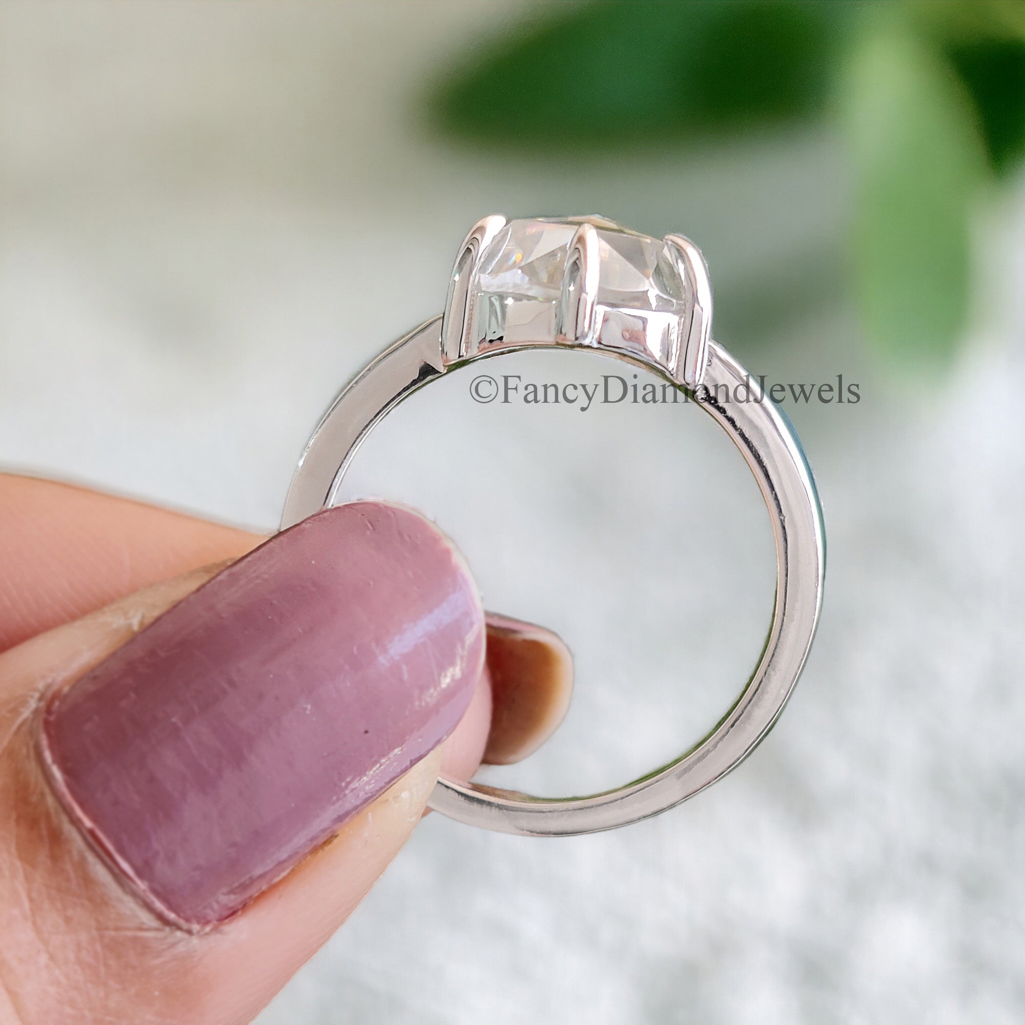 2.65 CT Round Rose Cut Colorless Moissanite Pointed Prong Simple Solitaire Engagement Ring Wedding Ring Anniversary Ring Bridal Ring FD28