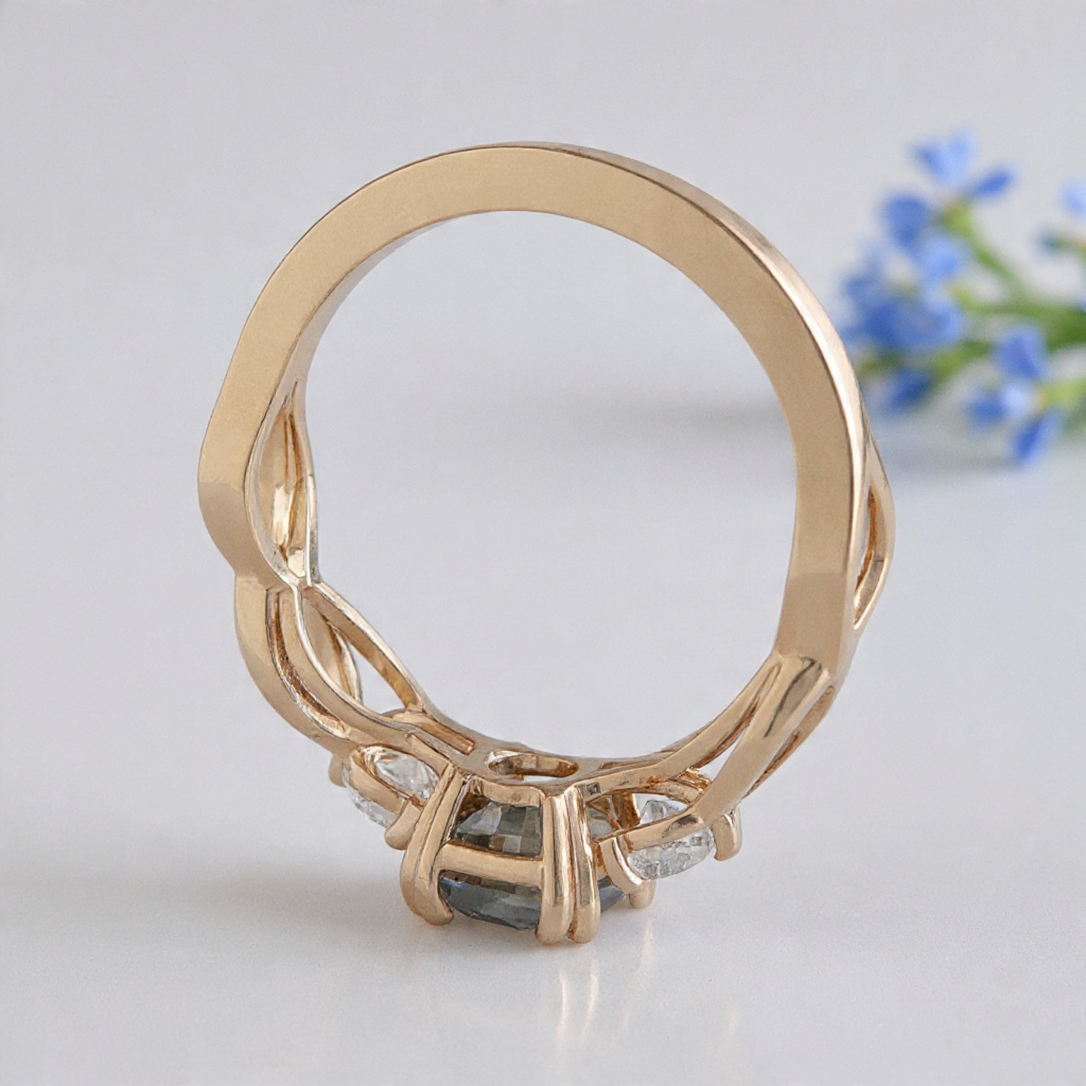 Cushion Cut Green Moissanite Engagement Ring 14K Solid Gold Ring Double Prong Set Ring Cushion Moissanite Wedding Ring Gift For Her FD467