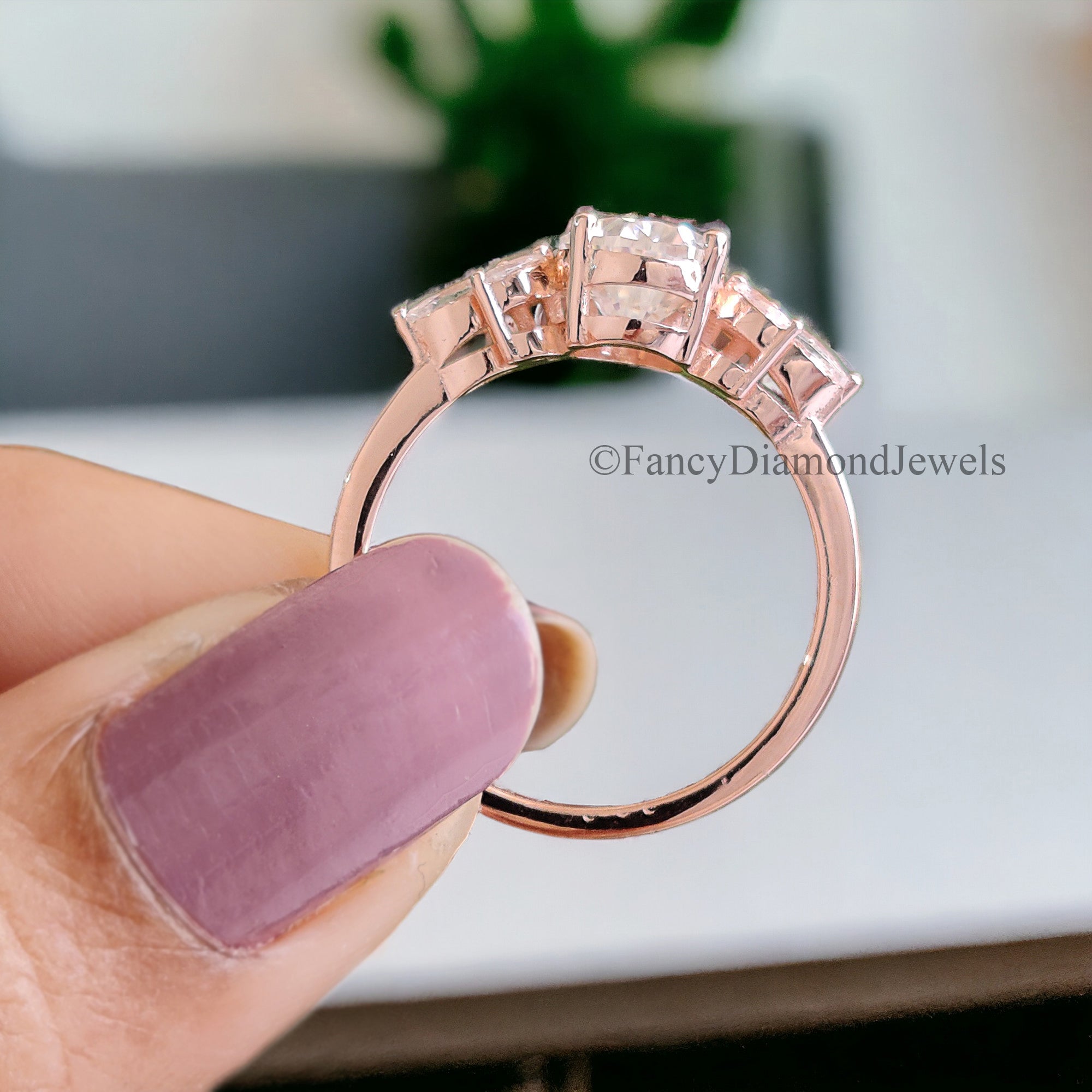 Pear shaped Moissanite Engagement ring 1.80 CTW Vintage Unique Solid Gold Marquise Diamond wedding ring Bridal Promise gift for woman FD34