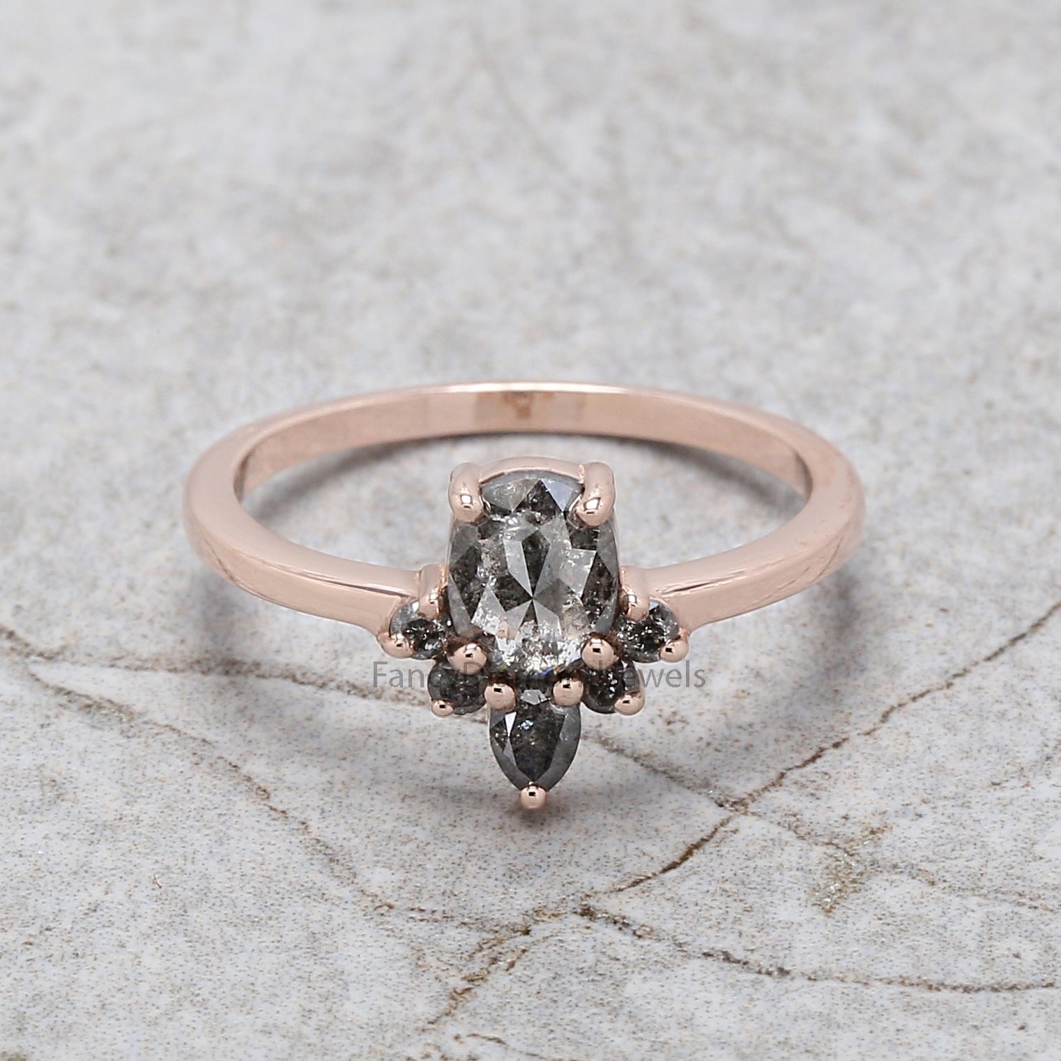 Salt And Pepper Oval Diamond Ring, Natural Oval Diamond Ring, Oval Diamond Engagement Ring, Solitaire Ring, Oval Cut Ring, Oval Ring, KD1105