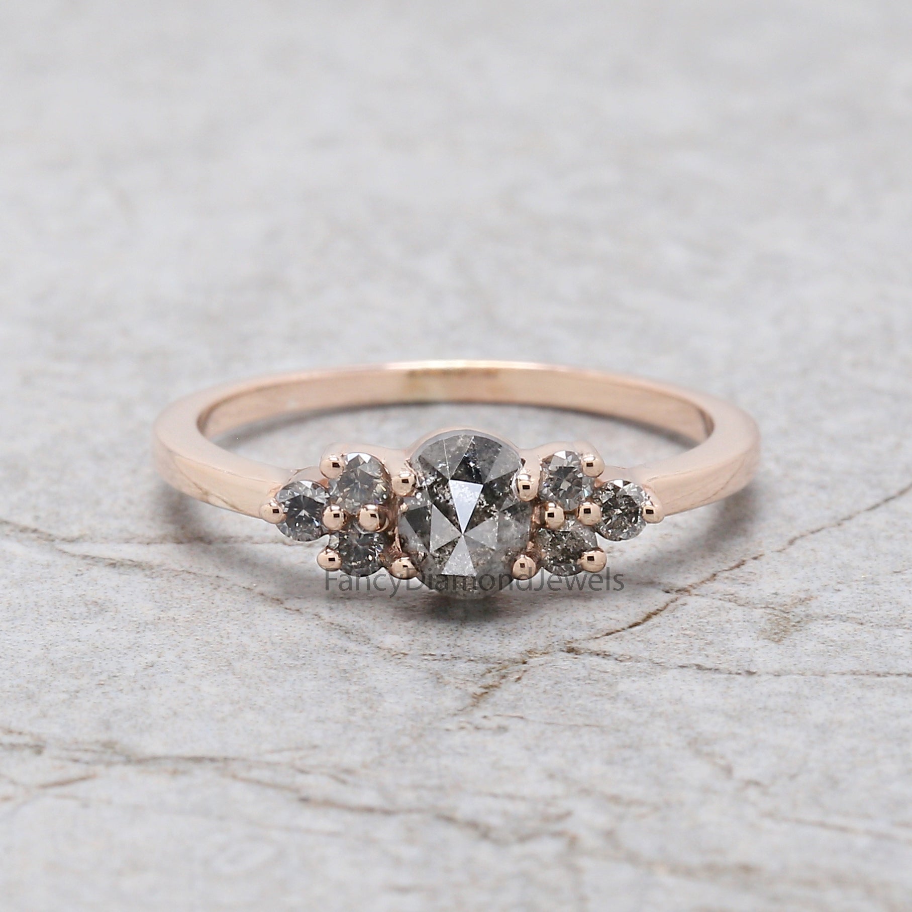 Oval Salt And Pepper Diamond Ring, Salt And Pepper Oval Diamond Engagement Ring, Solitaire Ring, Oval Cut Ring, Oval Shape Ring, KD1106