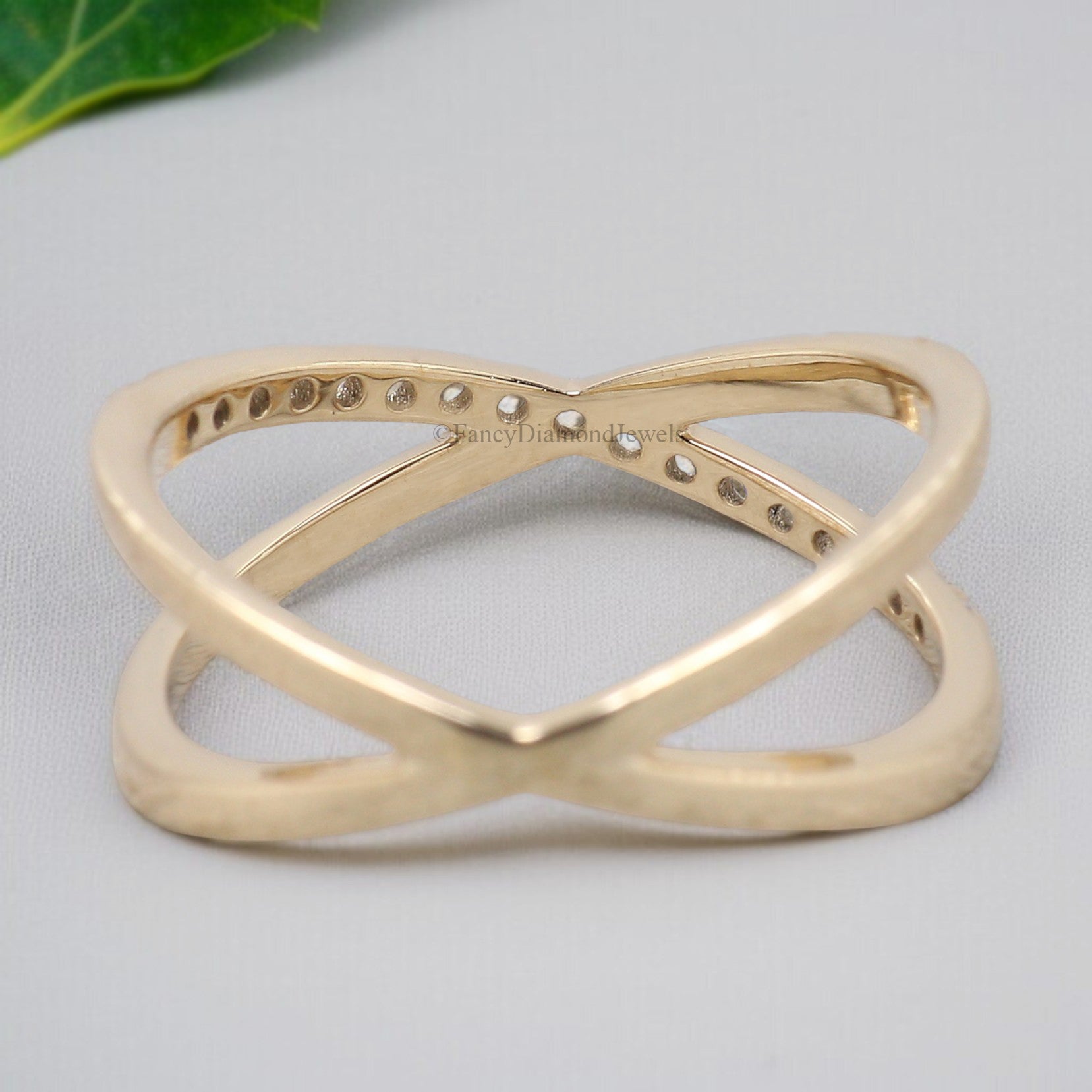 Natural Round Diamond Cross Ring Silver/10K/14K/18K Band 0.17 CT Diamond Crossed Yellow Gold Diamond Anniversary Ring Gift For Her FD461