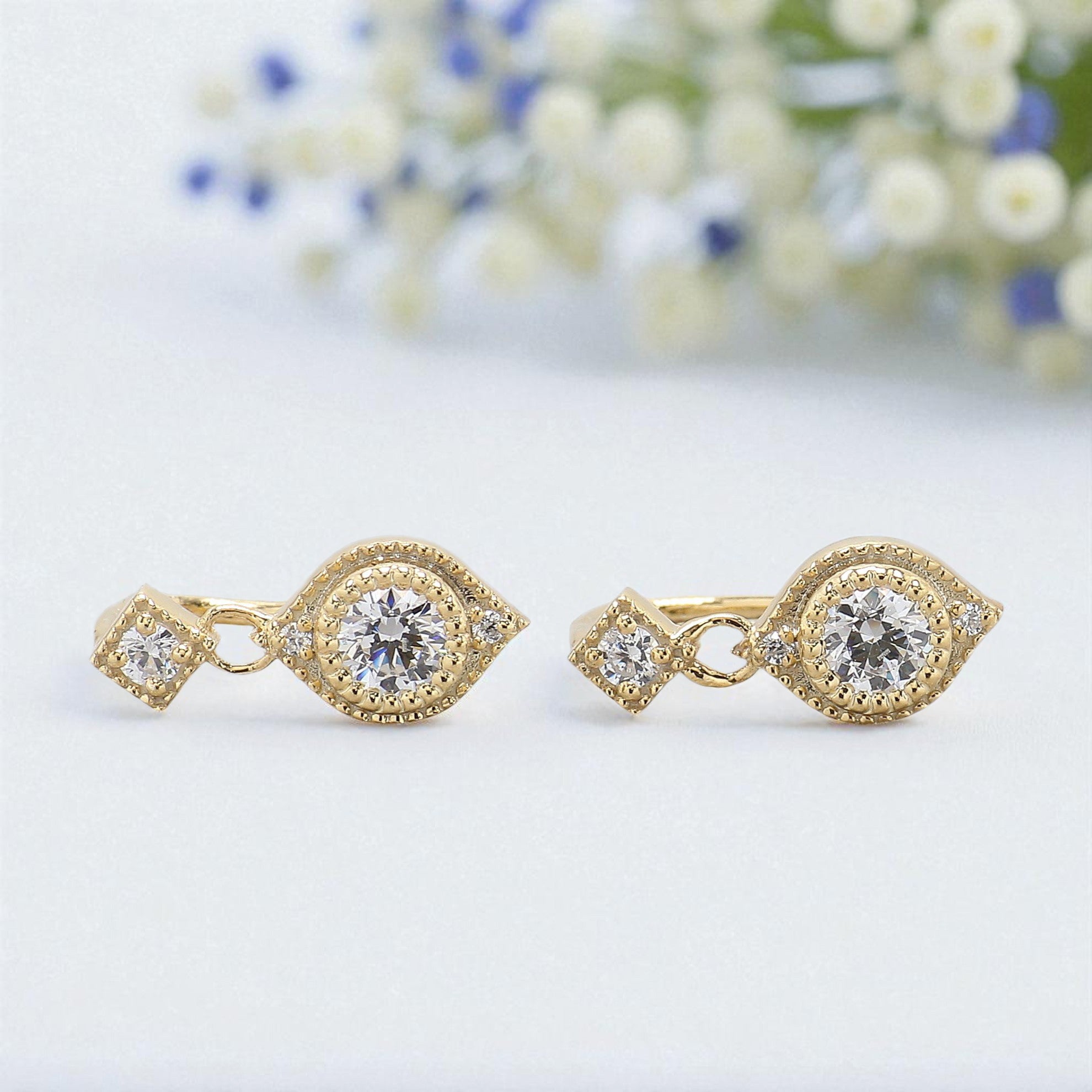 0.82 TW Natural White Round Diamond Earring Round Brilliant Cut Earring Bezel Earring Engagement Earring Earlobe Earring Gift For Her KD994