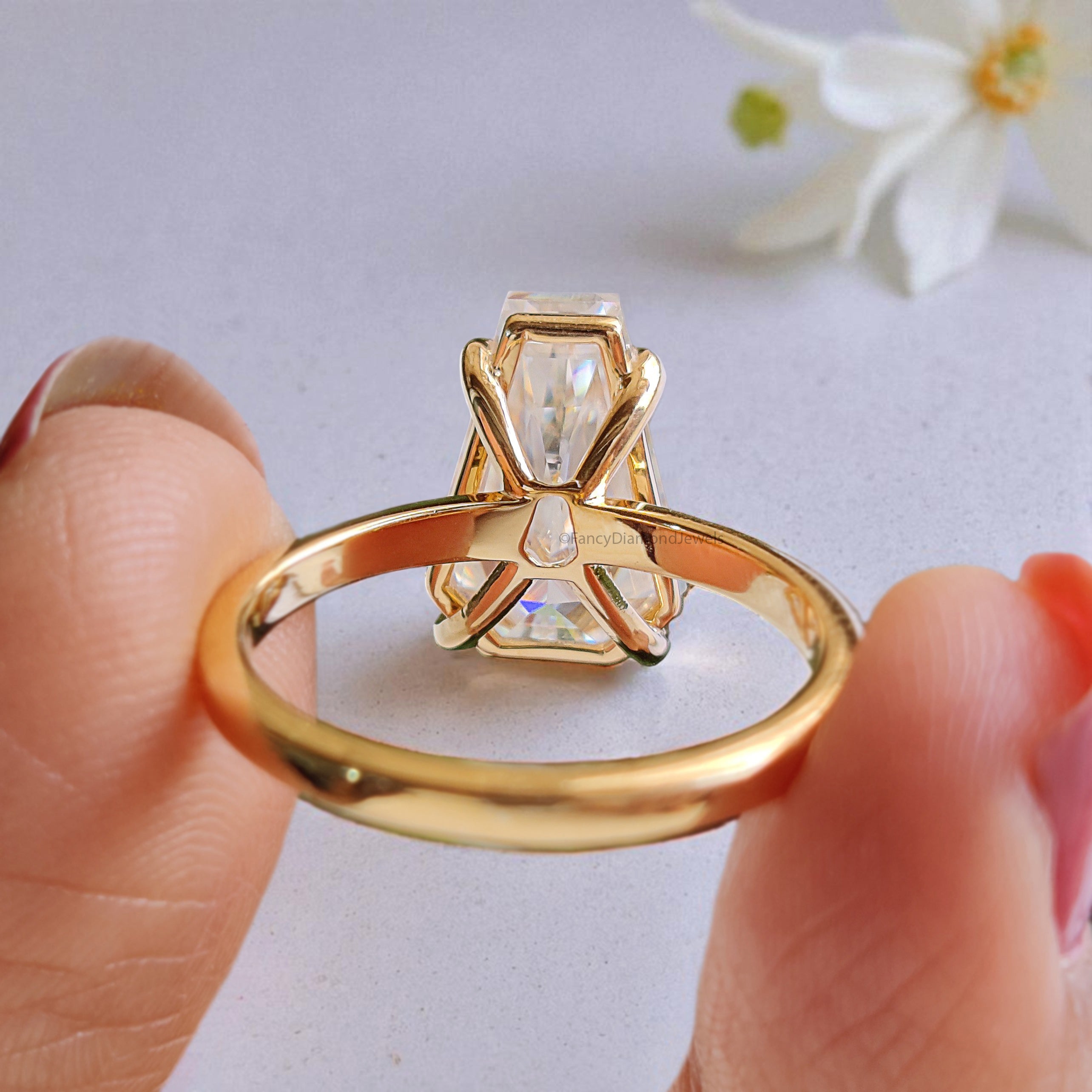 3.75 CT Coffin Brilliant Cut Moissanite Engagement Ring Prong Set Ring Solitaire Ring Wedding Ring Promise Ring For Women Gift For Her FD442