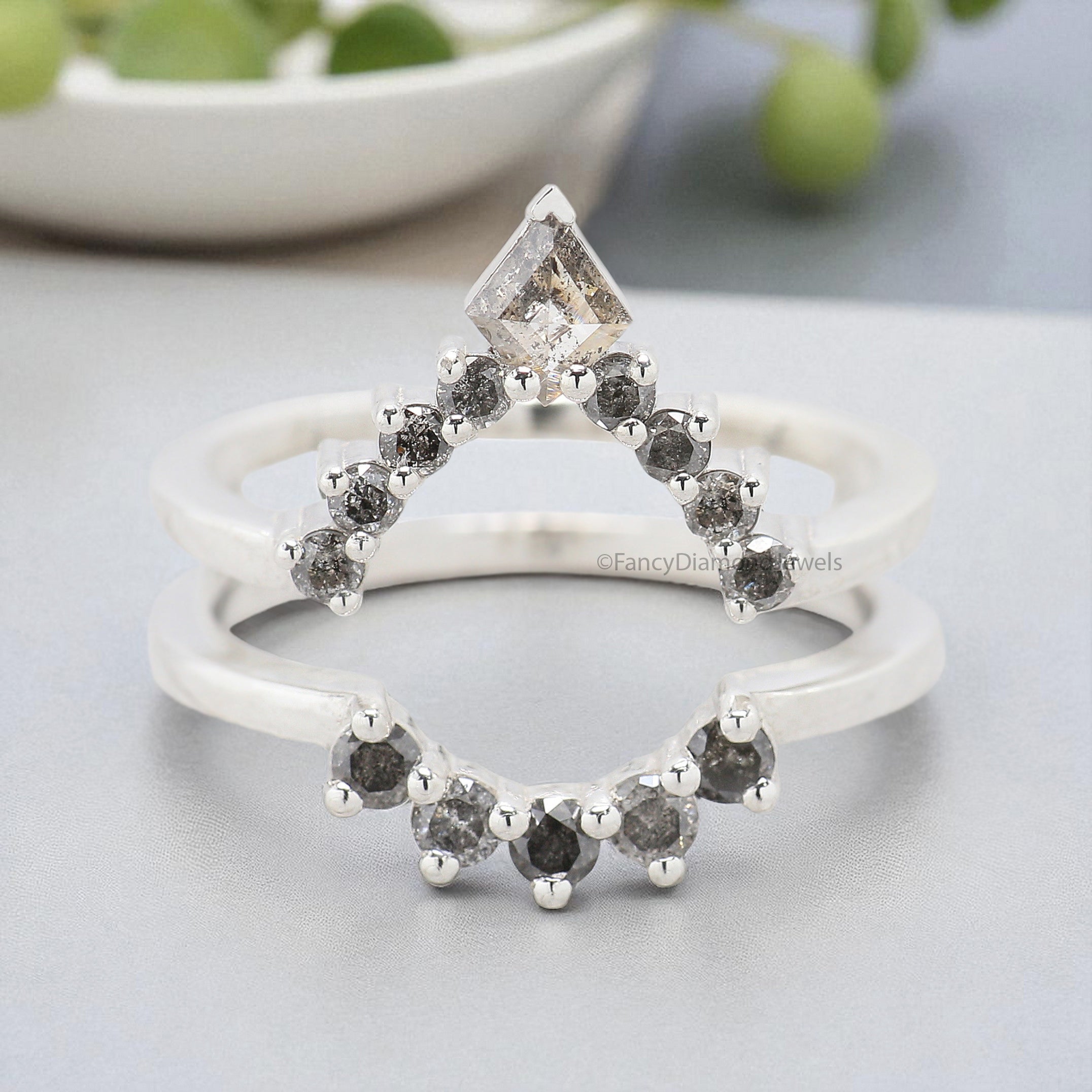 0.50 CTW Salt And Pepper Diamond Wedding Band Silver/10K/14K/18K Gold Band Minimalist stacking dainty matching Band anniversary Ring KD698