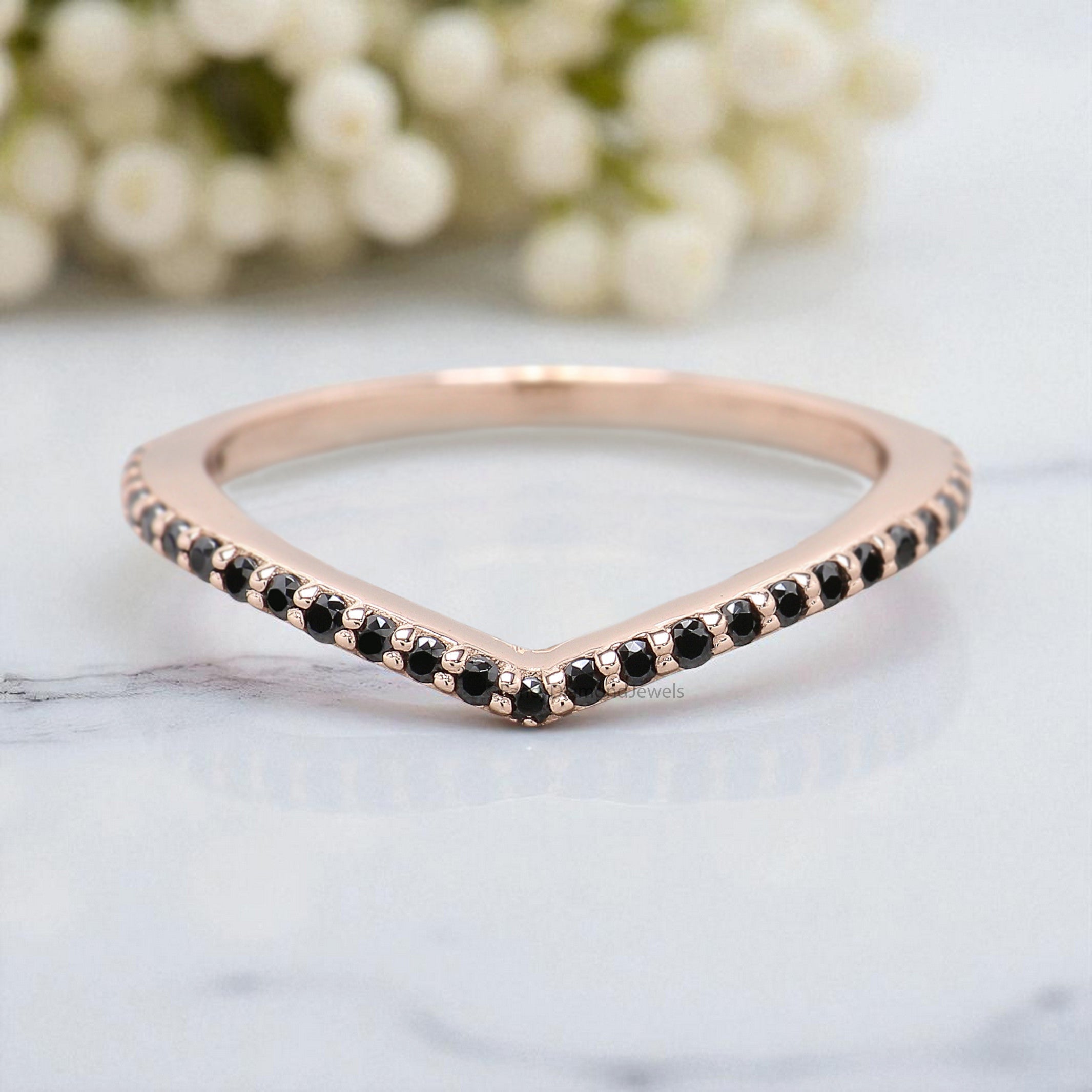 0.20 CT Natural Black Color Diamond Wedding Band Silver/10K/14K/18K Half Eternity Minimalist stacking dainty matching anniversary Ring KD831