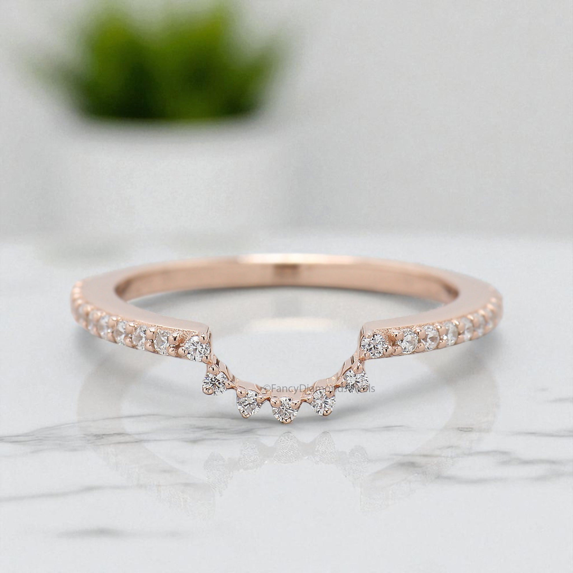 Natural White Diamond Wedding Band Half Eternity Minimalist Ring Silver/10K/14K/18K Gold stacking dainty matching anniversary Ring KD833
