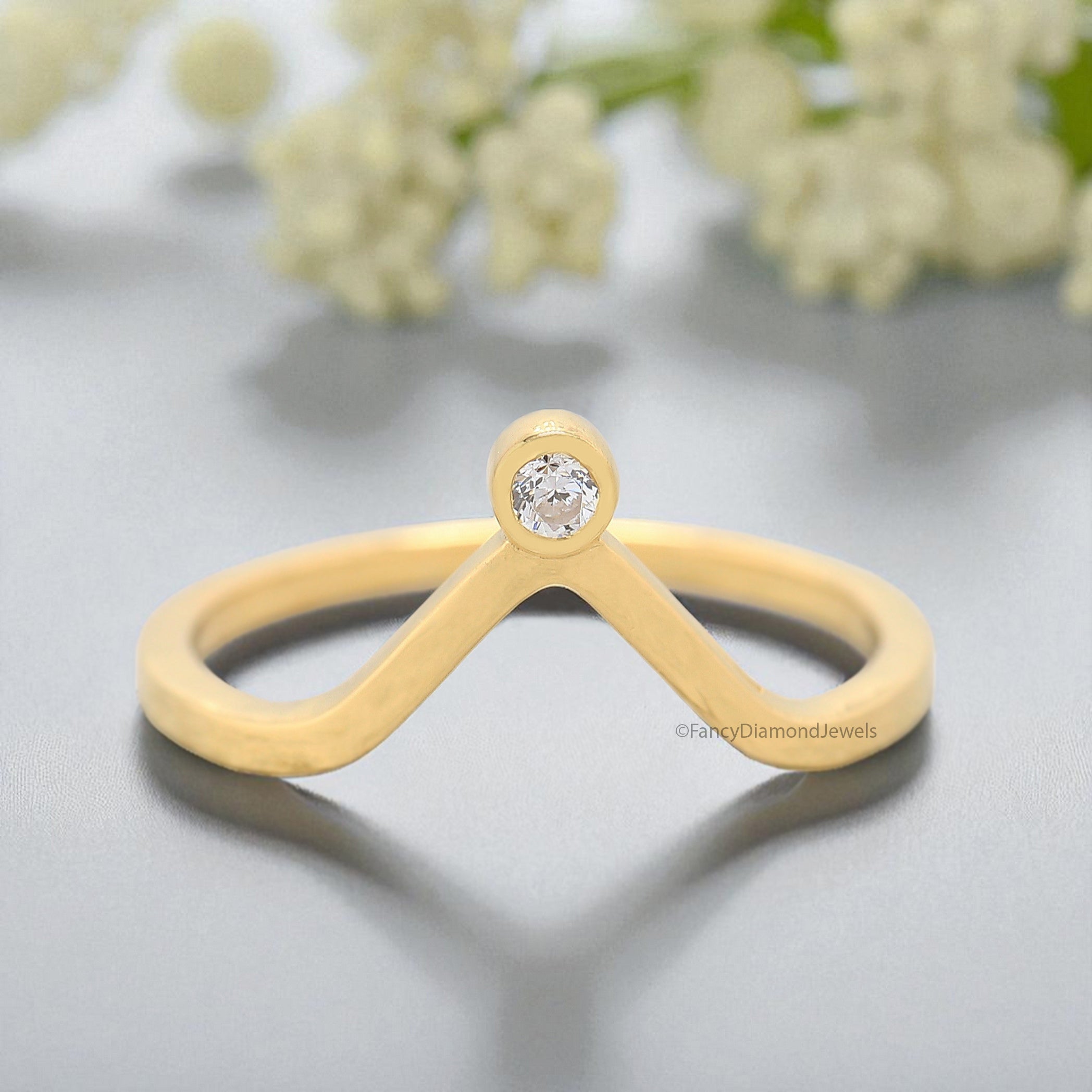 0.05 CT Moissanite Round Diamond Horizon Crown Stacking Band Silver/10K/14K/18K Band Curved Diamond Ring anniversary Ring Gift For Her FD387
