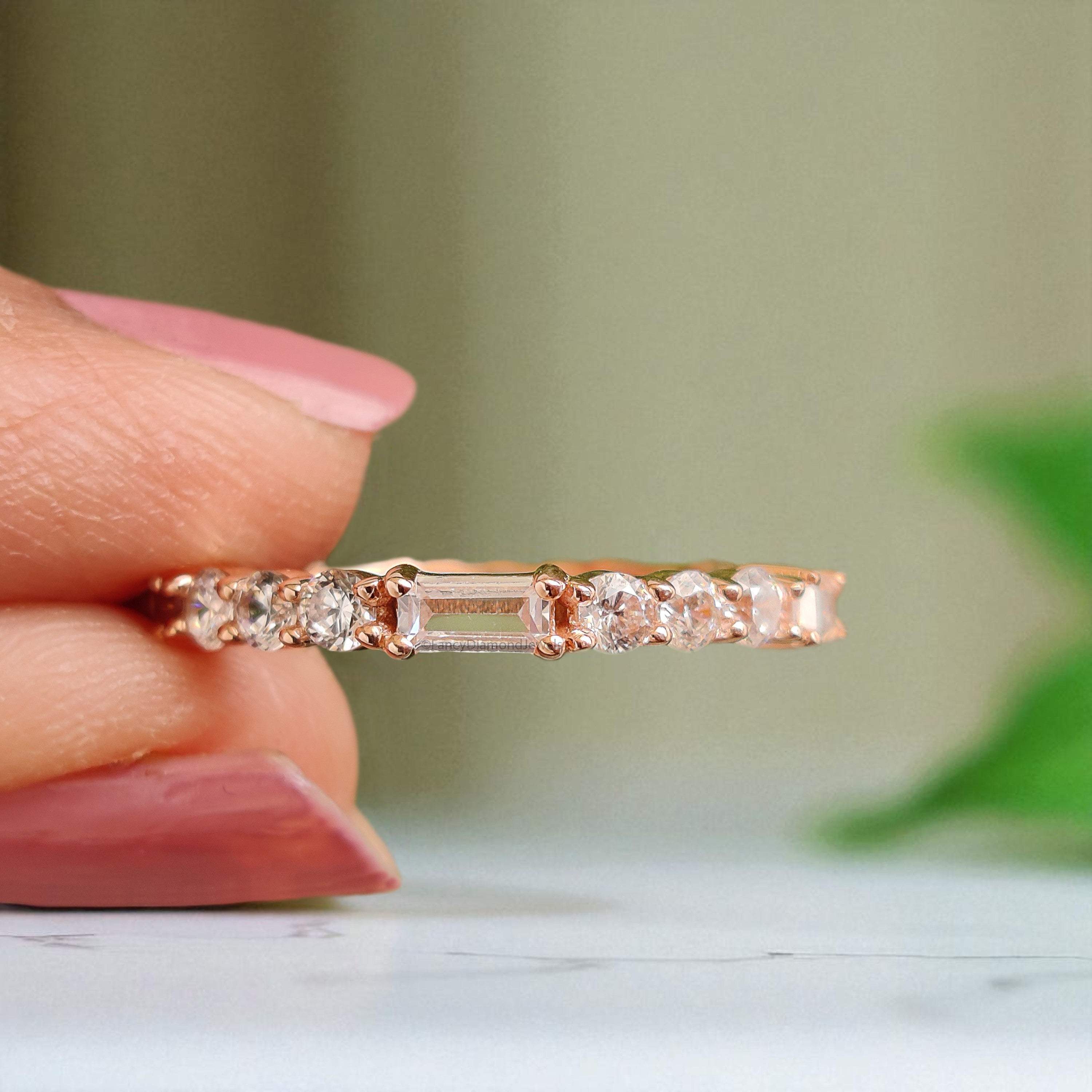 3.70 CT Radiant Cut Colorless Moissanite Bridal Ring Set Engagement Ring Pointed Claw Prong Set Ring Anniversary Ring Rose Gold Ring FD414