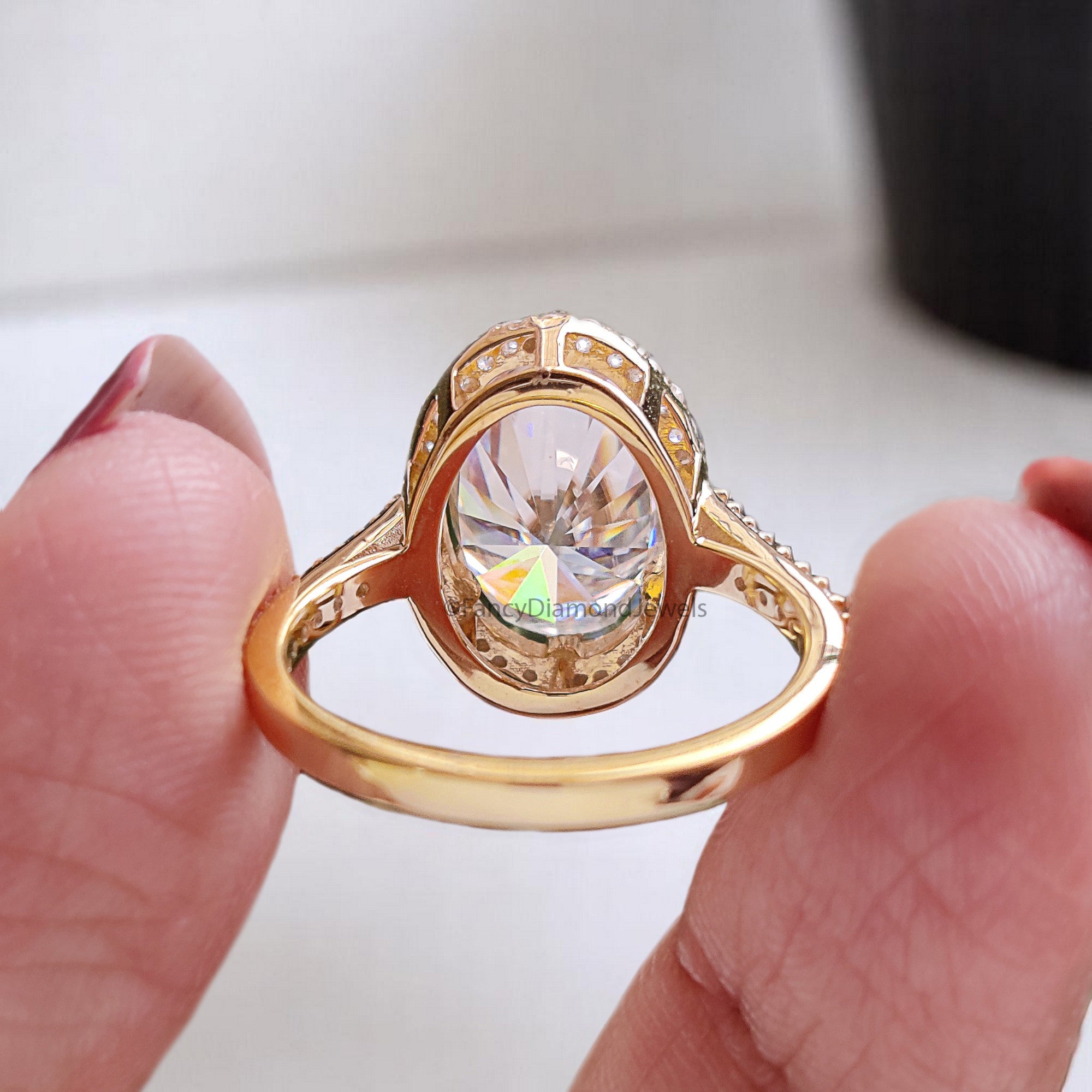 4.15 CT Oval Moissanite Engagement Ring Oval With Halo Setting Ring Colorless Oval Moissanite Wedding Ring  Gift for Her Promise Ring FD364