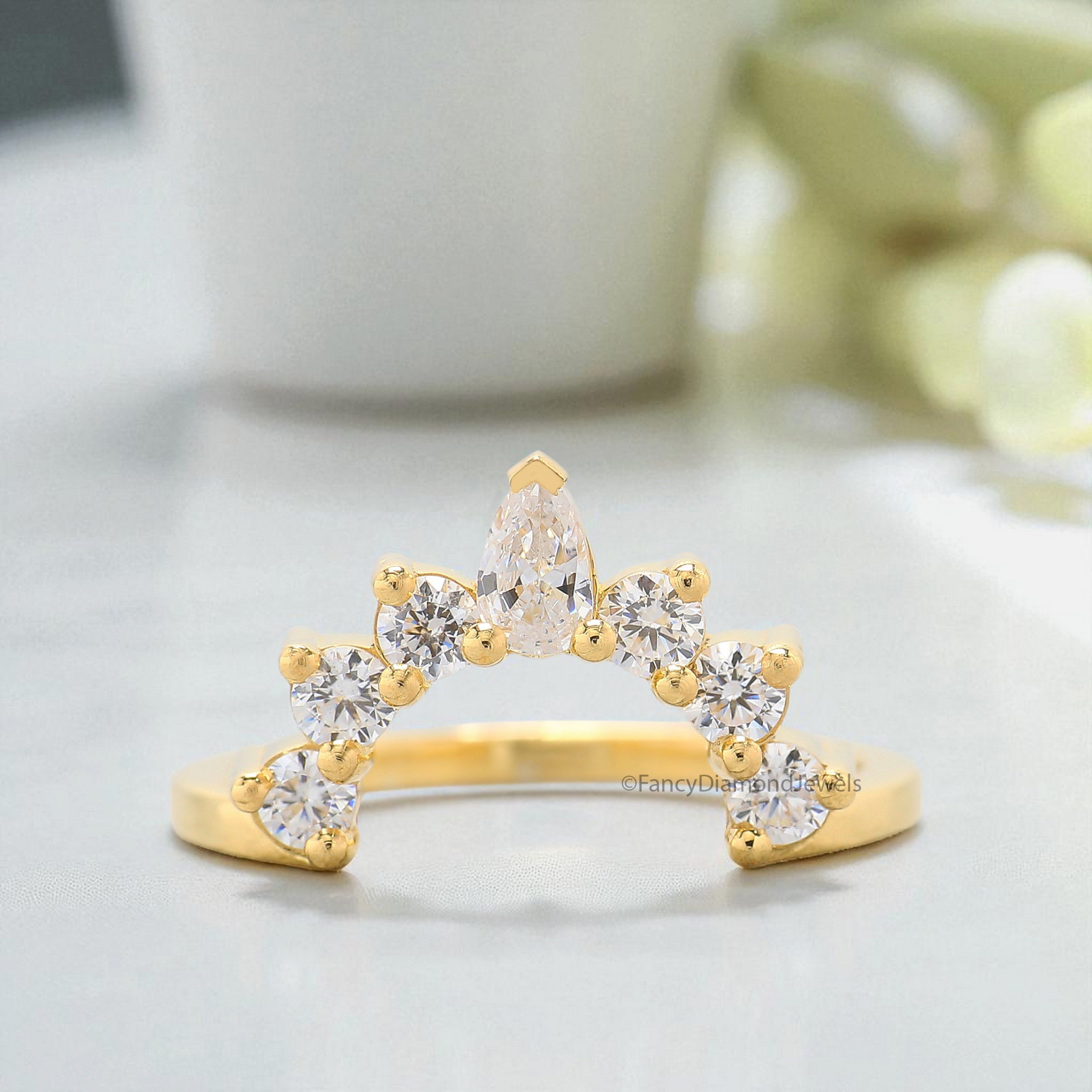 Natural White Diamond Curved Wedding Band 0.62 TW Silver/10K/14K/18K Gold Band Minimalist stacking dainty matching Band Gift For Her FD388