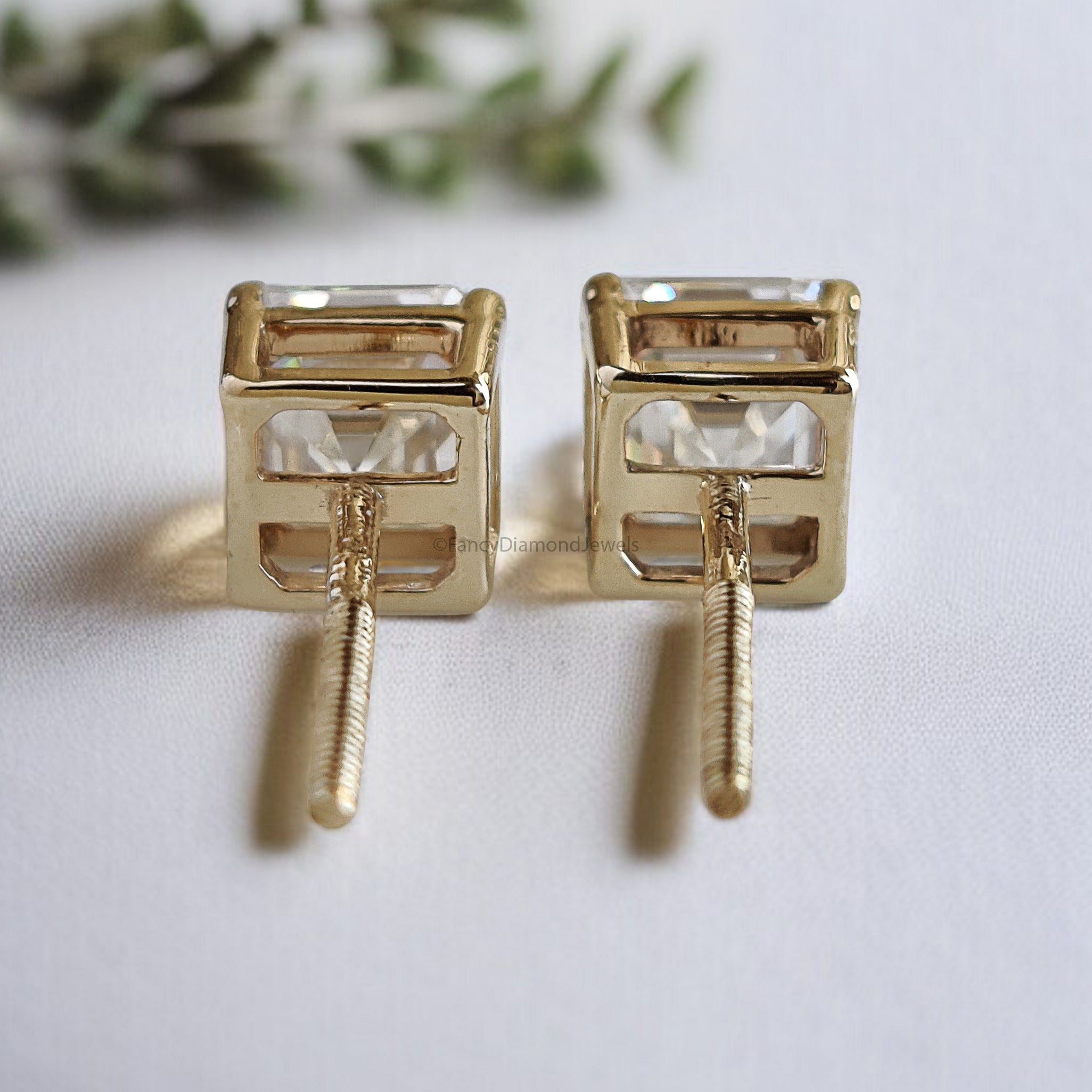 Asscher Cut Lab Grown Diamond Earrings Asscher Diamond Stud Earrings Screw Back Earrings Asscher Diamond Wedding Earrings Gift for Her FD479