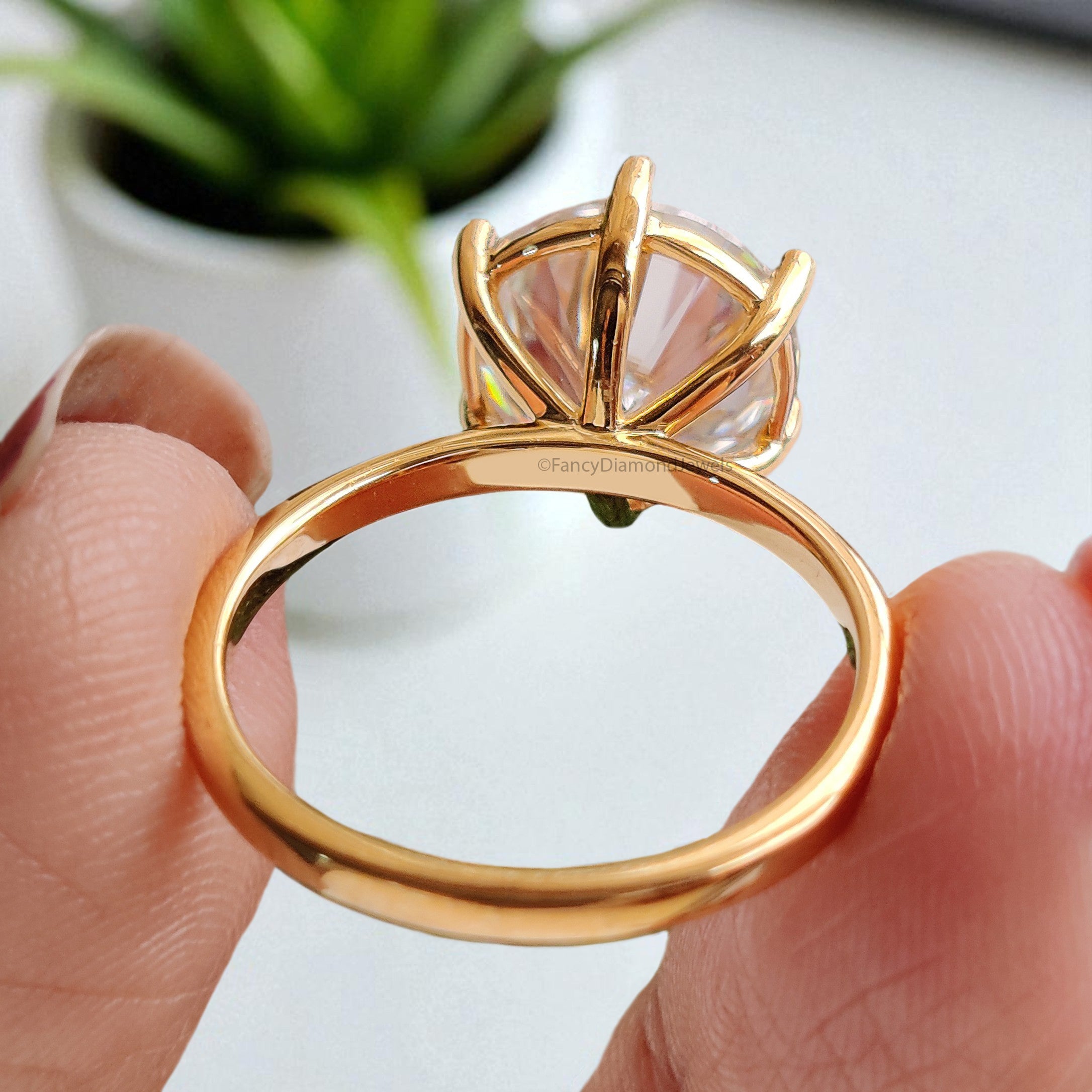 3.55 CT Round Brilliant Cut Colorless Moissanite Solitaire Ring Engagement Ring Wedding Ring Comfort Fit Yellow/White/Rose Gold Ring FD29