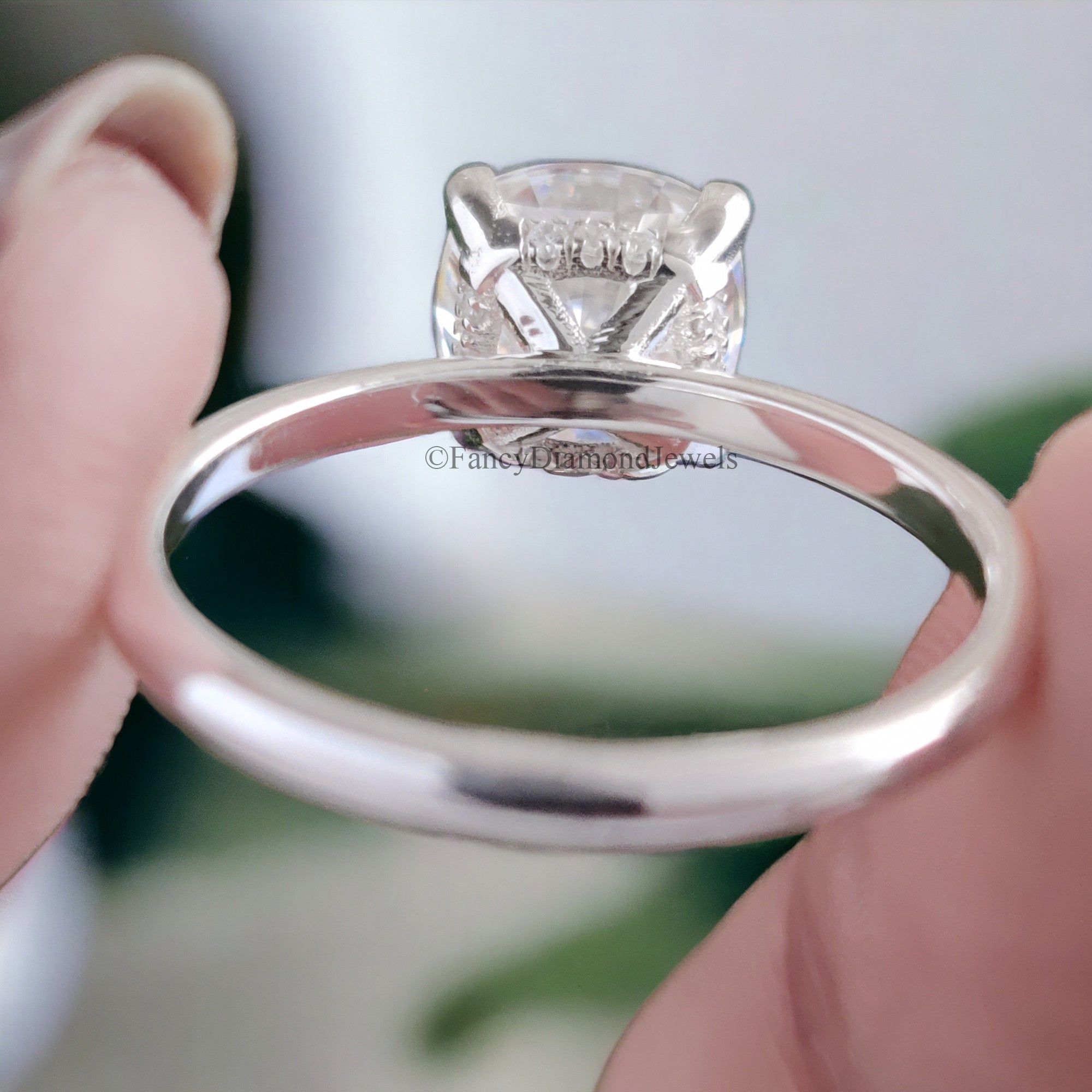 Hidden Halo Engagement Ring 2.07 TW Cushion Near Colorless Moissanite Ring Wedding Ring 14K White Gold Bespoken Jewelry Bridal Set FD11